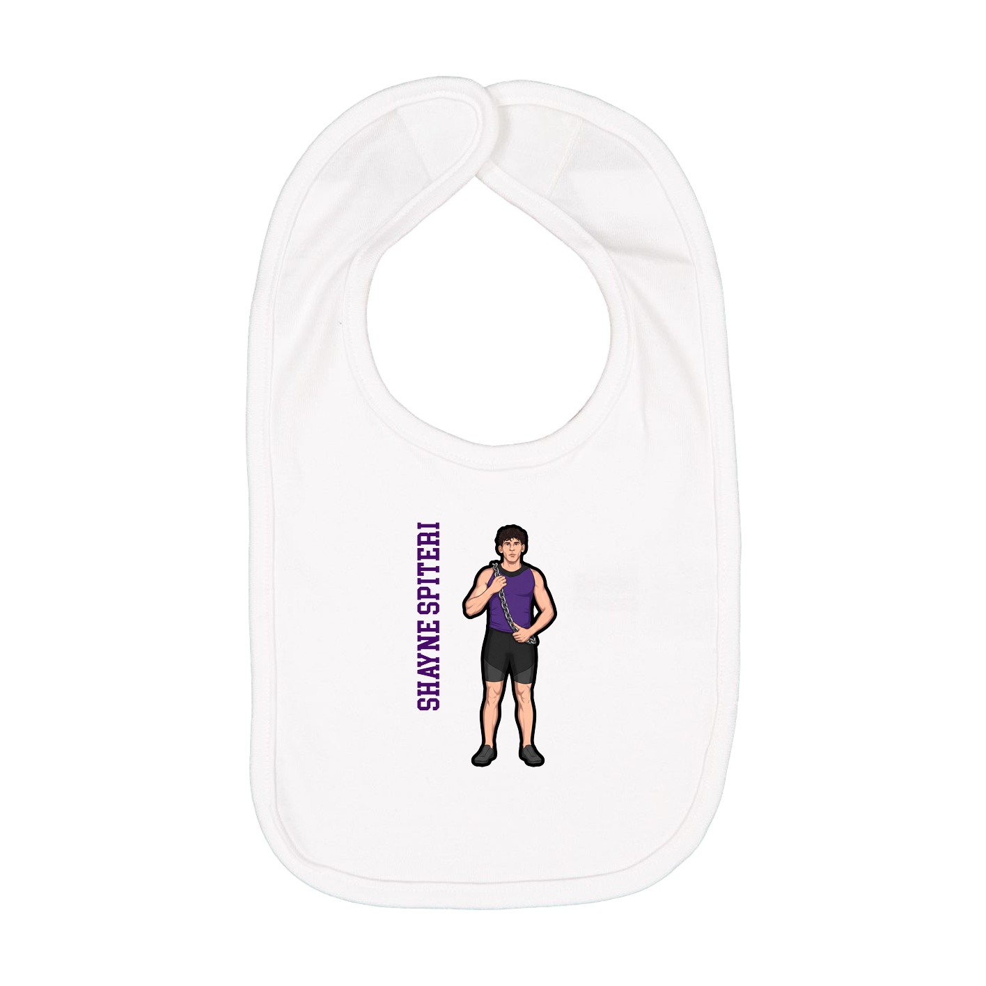 Infant Bib — Name Vertical in White
