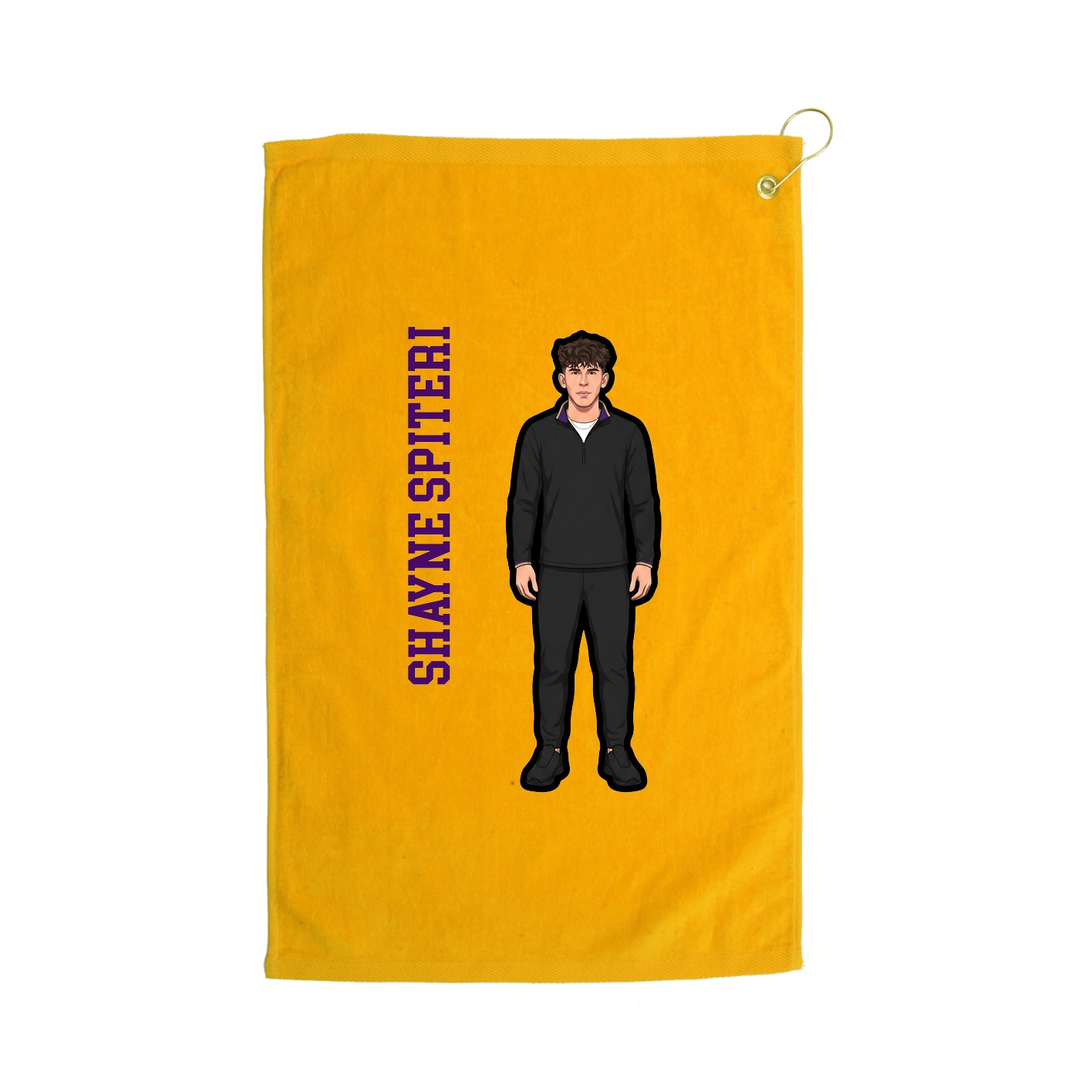 Golf Towel — Name Vertical in Gold