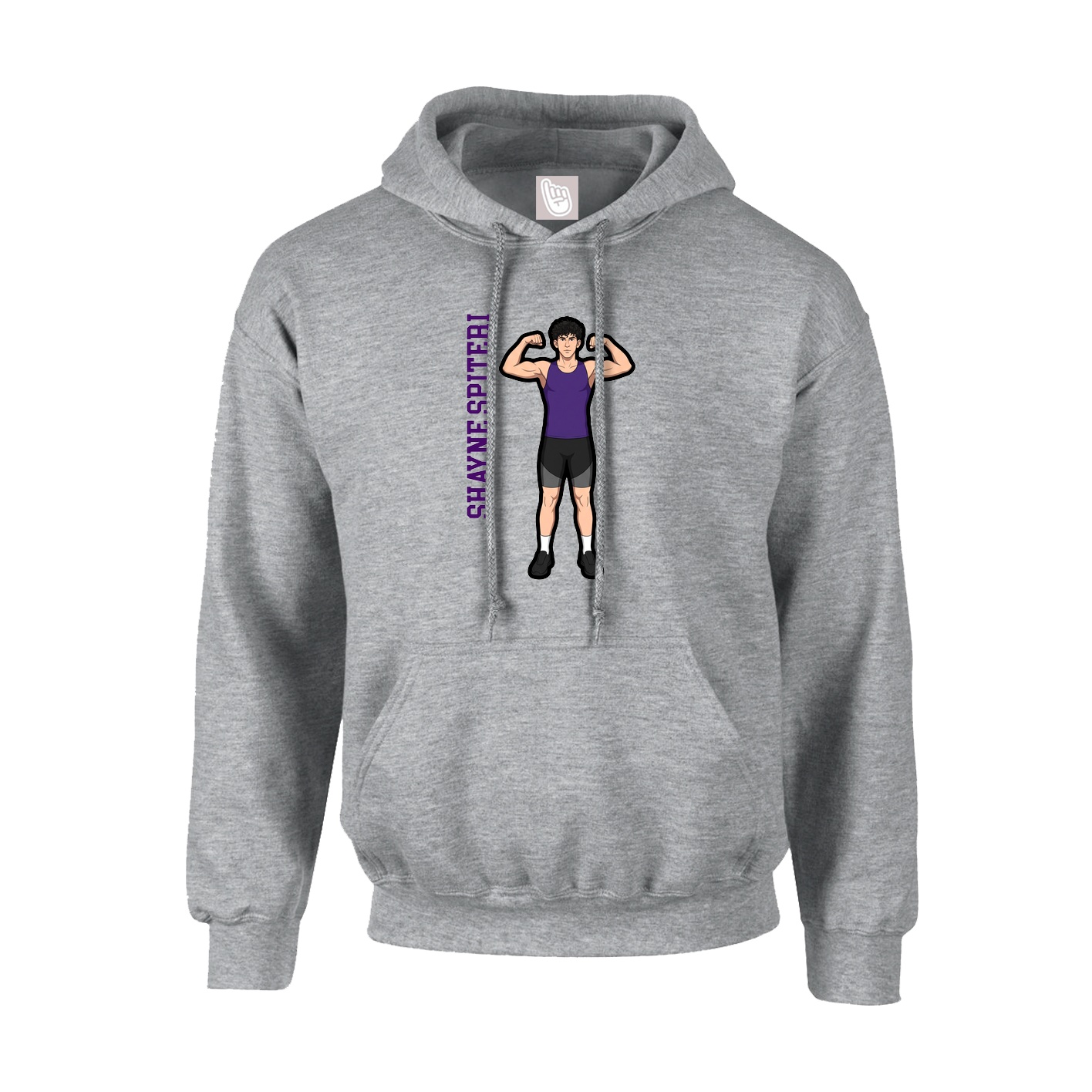 Hoodie — Name Vertical in Grey
