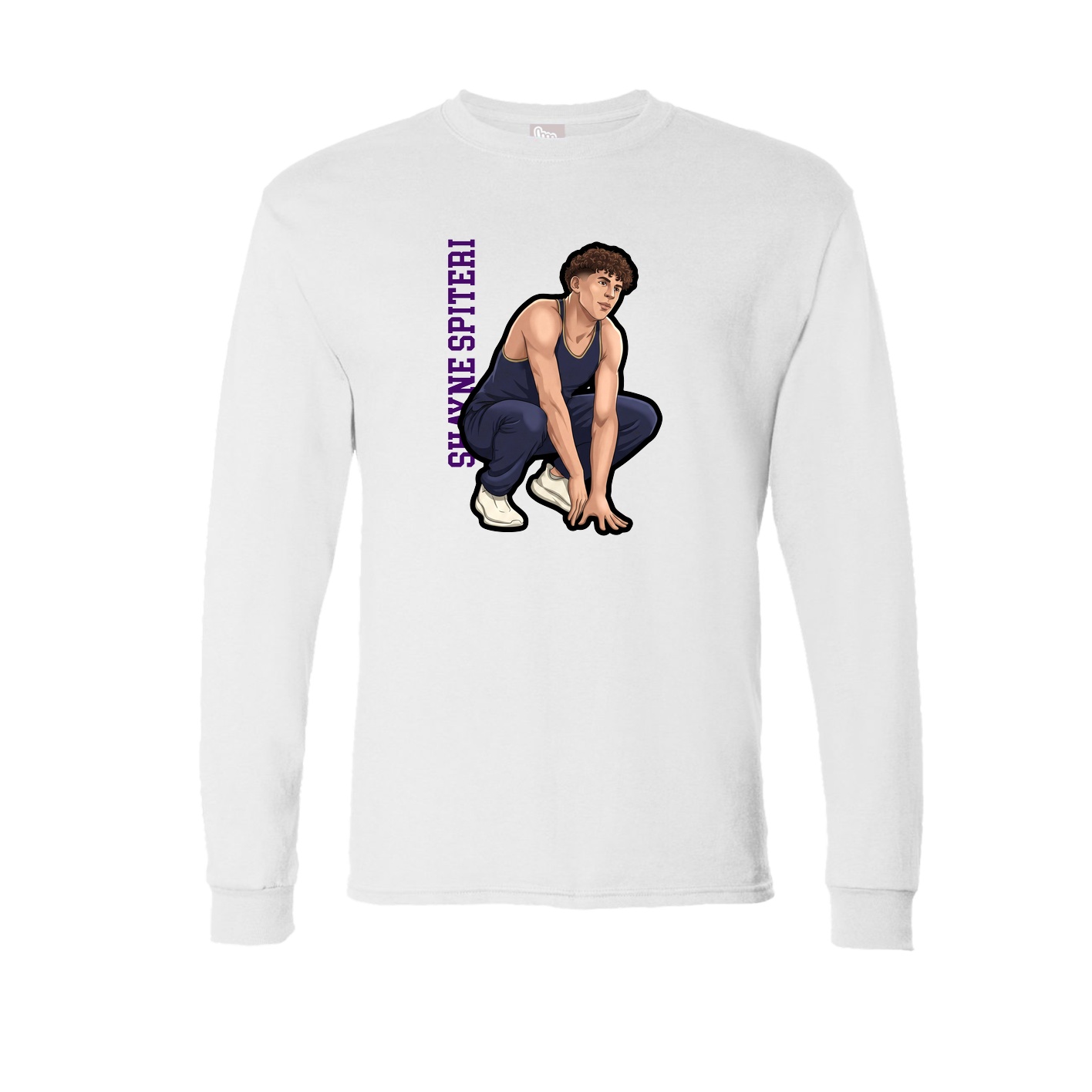 Long Sleeve Tee — Name Vertical in White