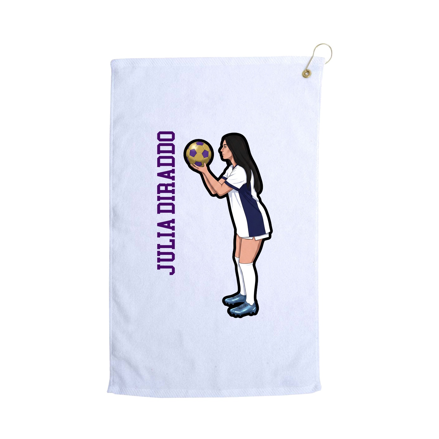 Golf Towel — Name Vertical in White