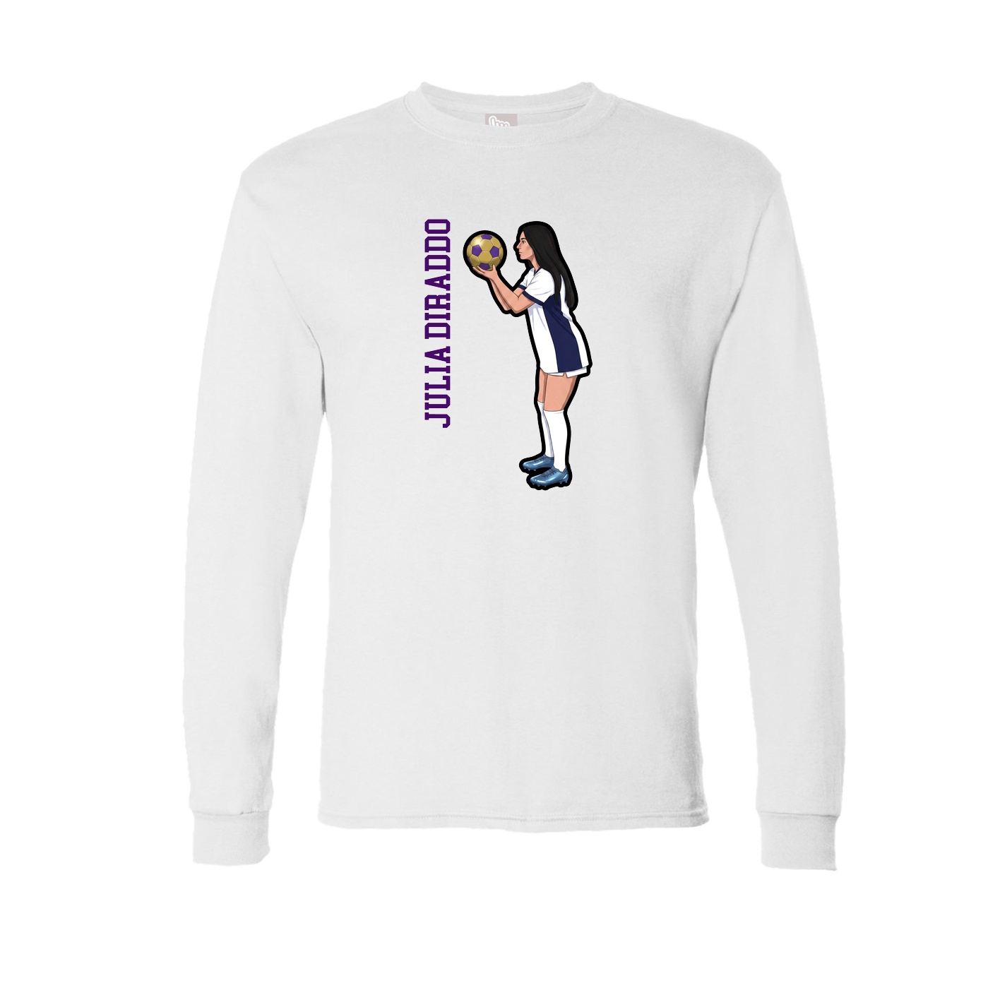 Long Sleeve Tee — Name Vertical in White