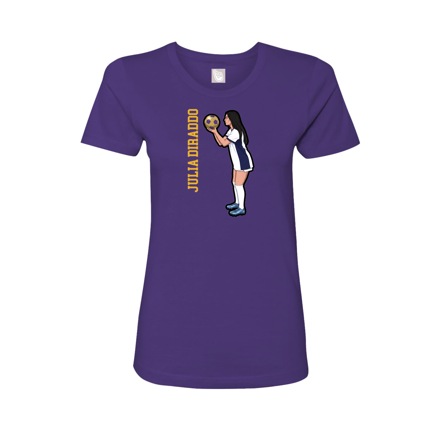 Fitted Women's Tee — Name Vertical in Purple