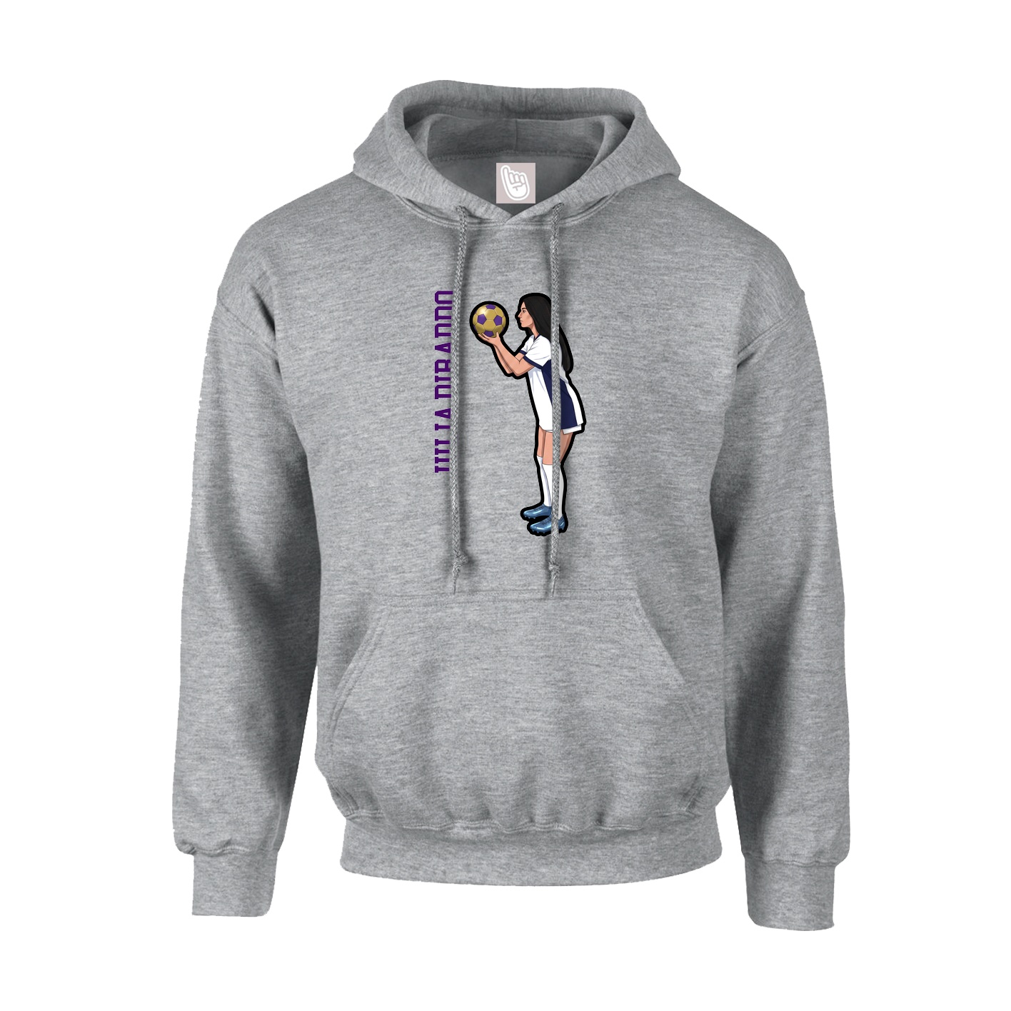 Youth Hoodie — Name Vertical in Grey