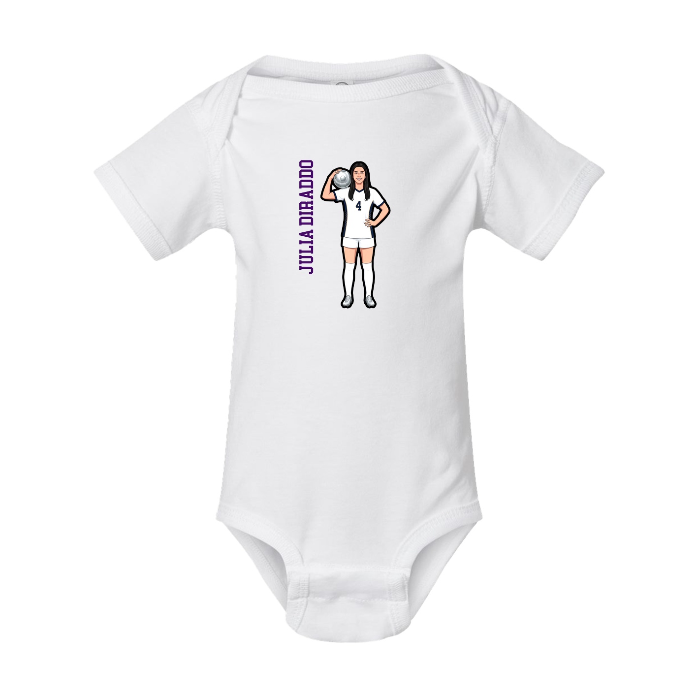 Baby Onesie — Name Vertical in White