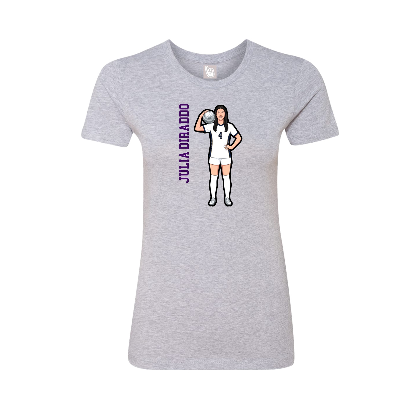 Fitted Women's Tee — Name Vertical in Grey