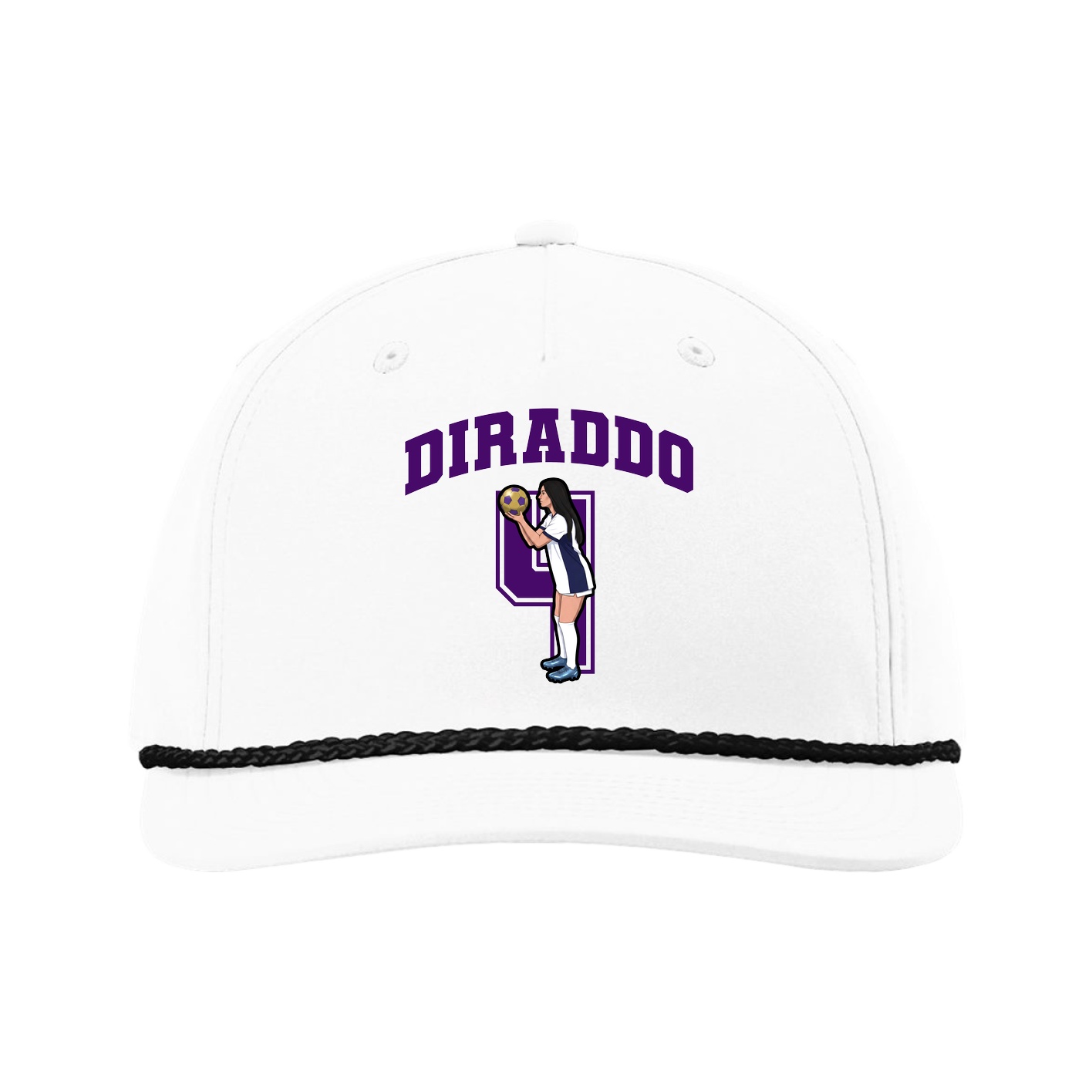 Five-Panel Classic Rope Cap — Number in White