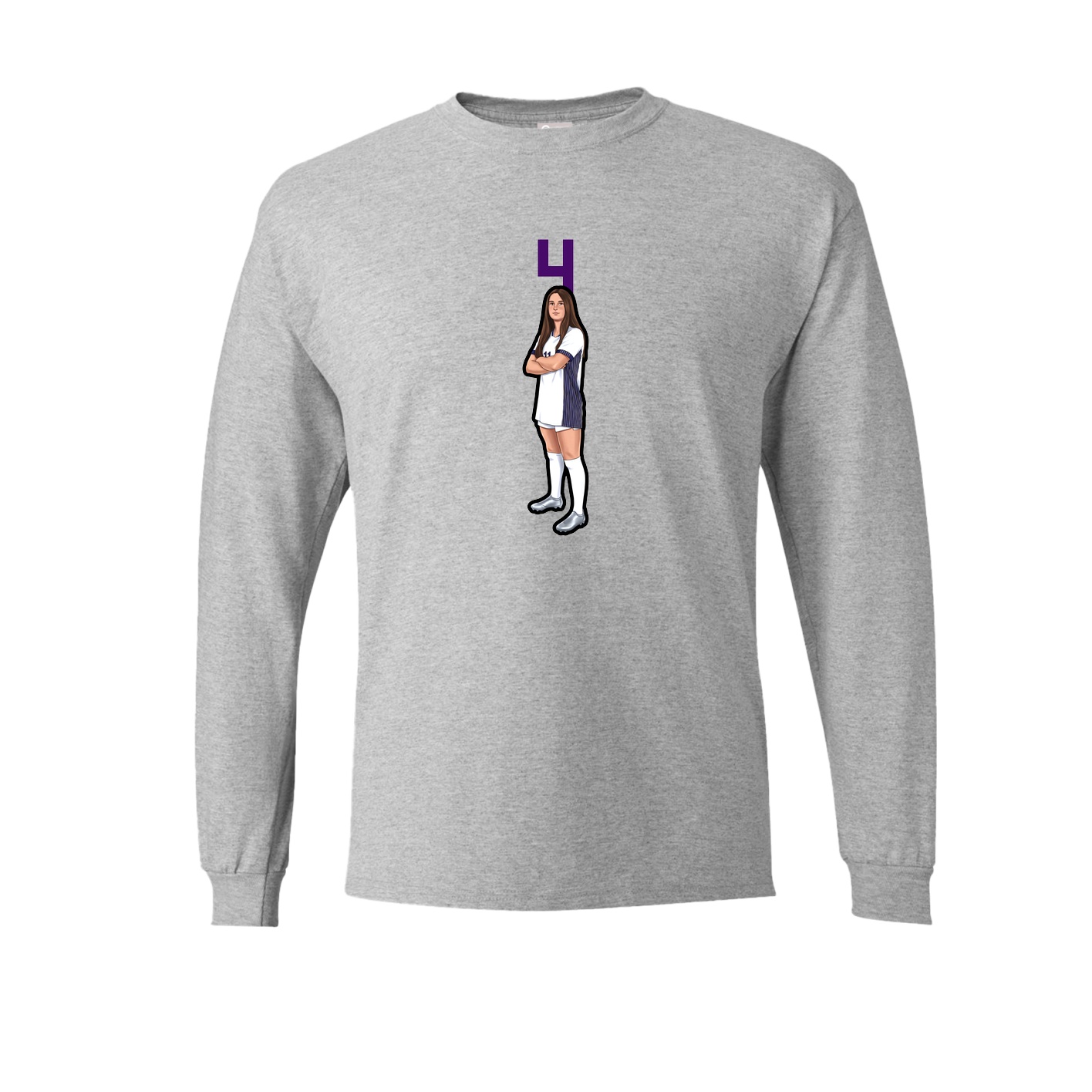 Long Sleeve Tee — Number Top in Grey