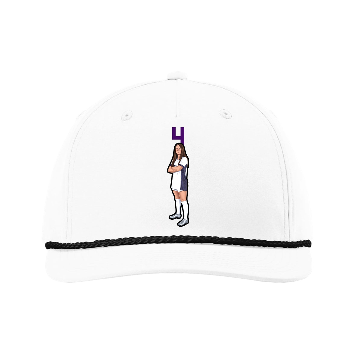 Five-Panel Classic Rope Cap — Number Top in White