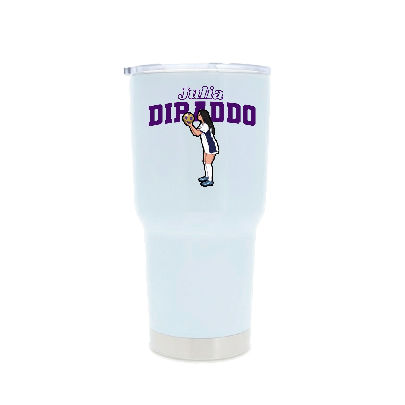 30oz Stainless Steel Tumbler — Name Arch in White
