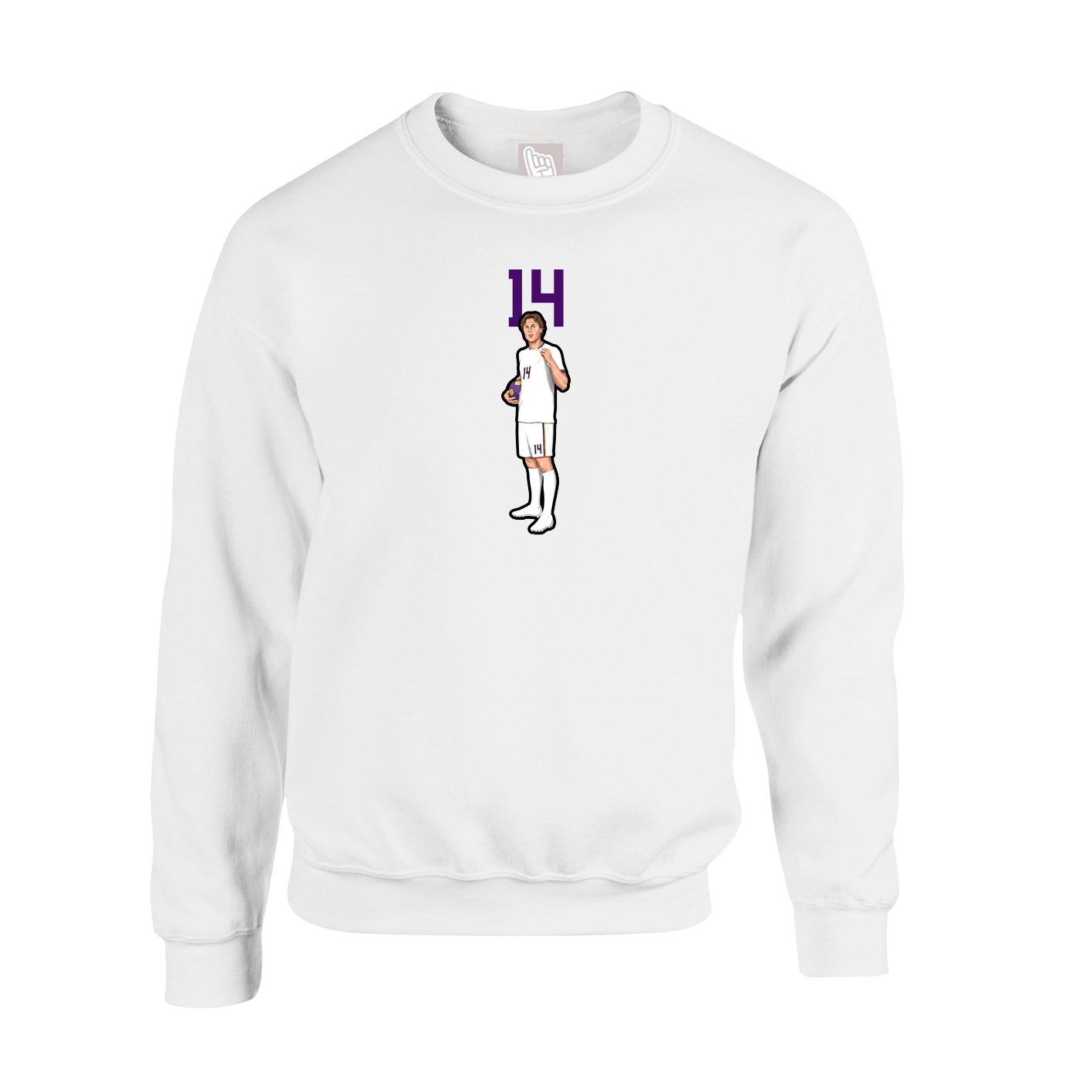 Fleece Crew — Number Top in White
