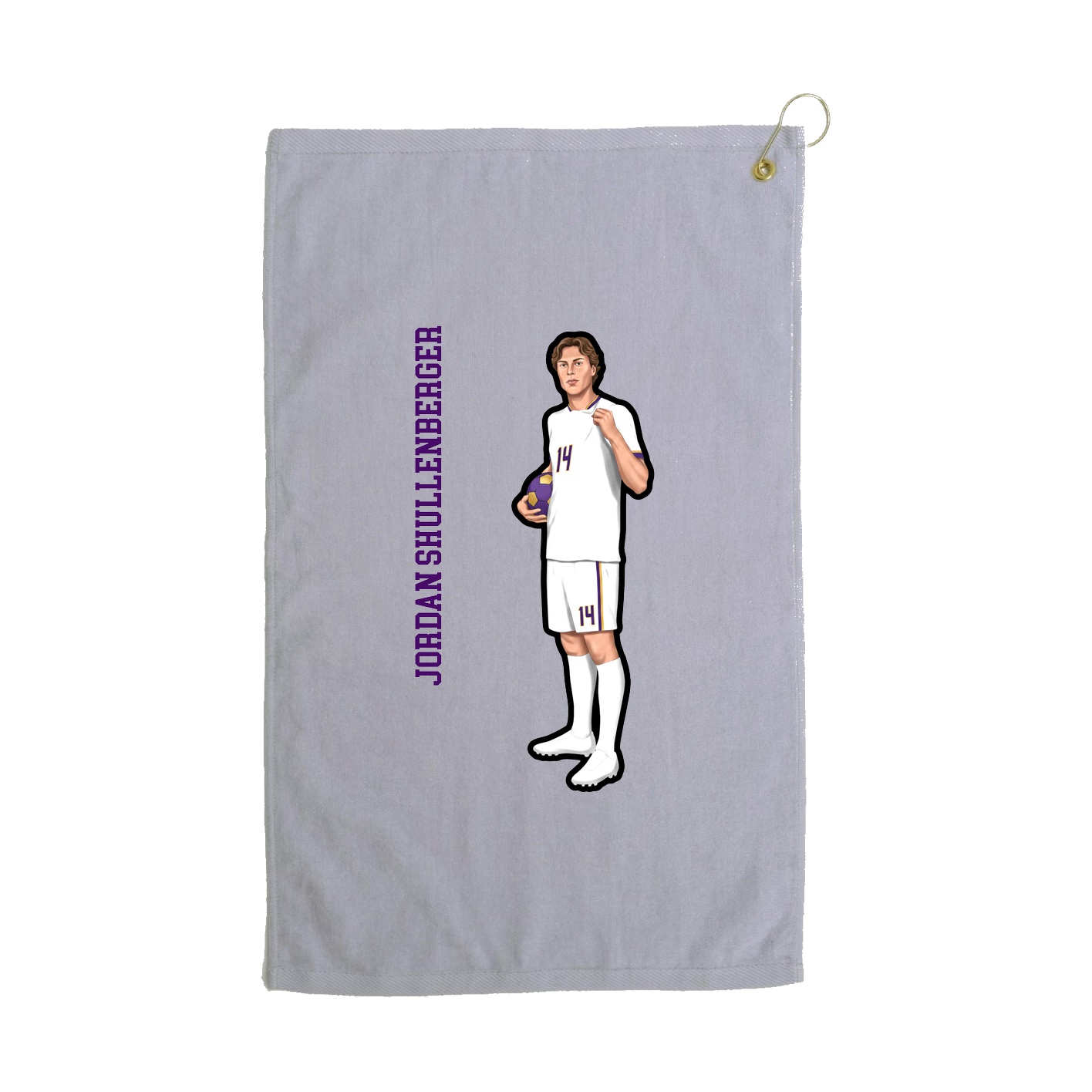 Golf Towel — Name Vertical in Grey