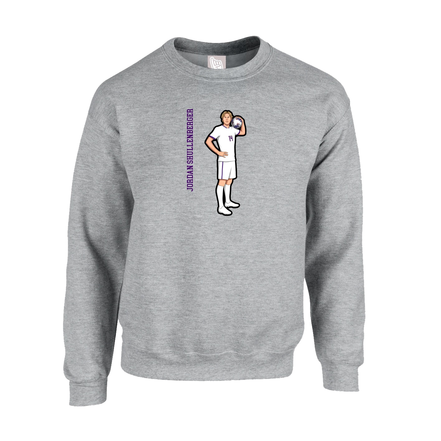Fleece Crew — Name Vertical in Grey