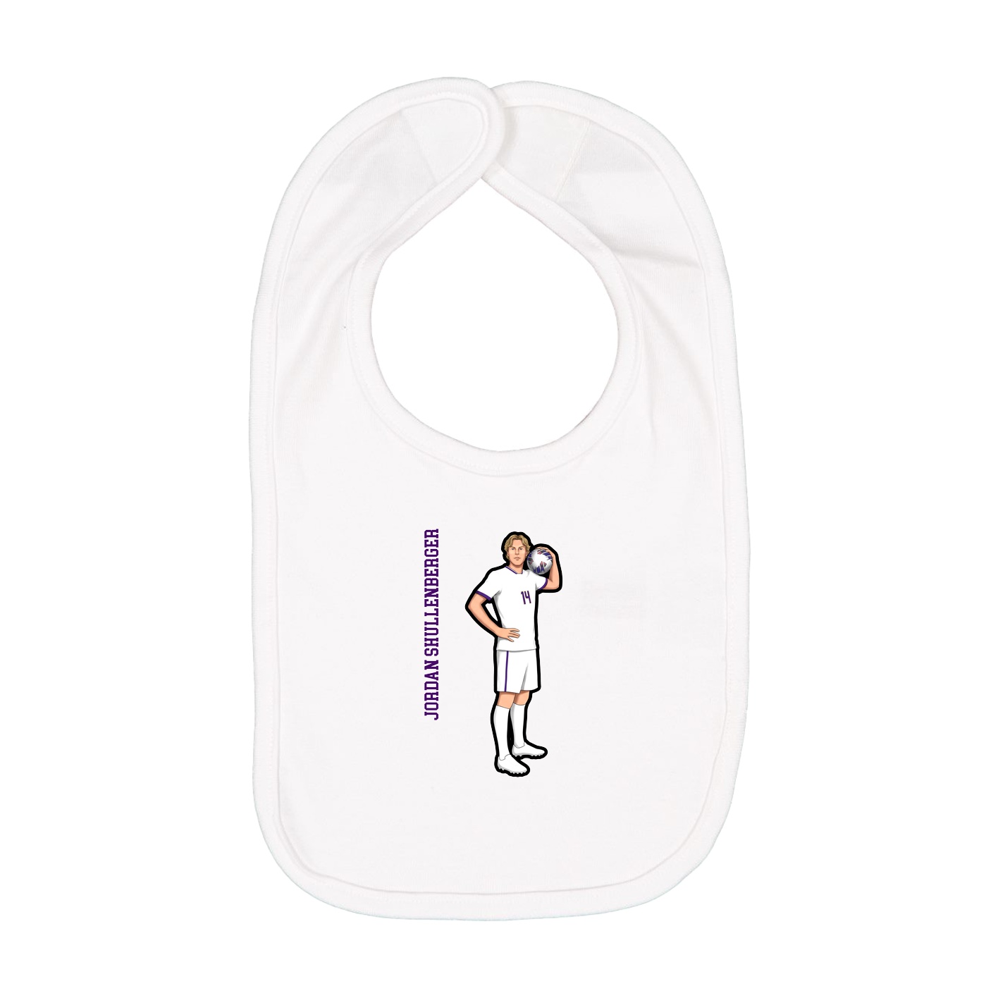 Infant Bib — Name Vertical in White