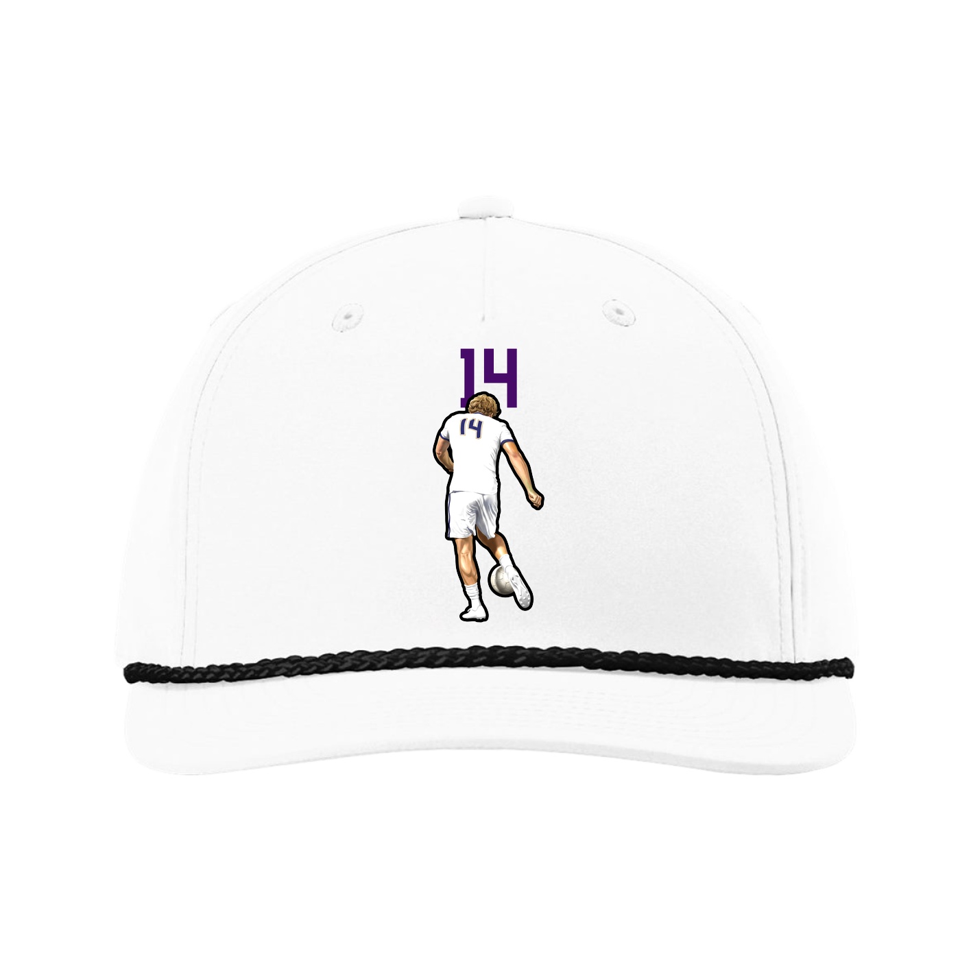 Five-Panel Classic Rope Cap — Number Top in White