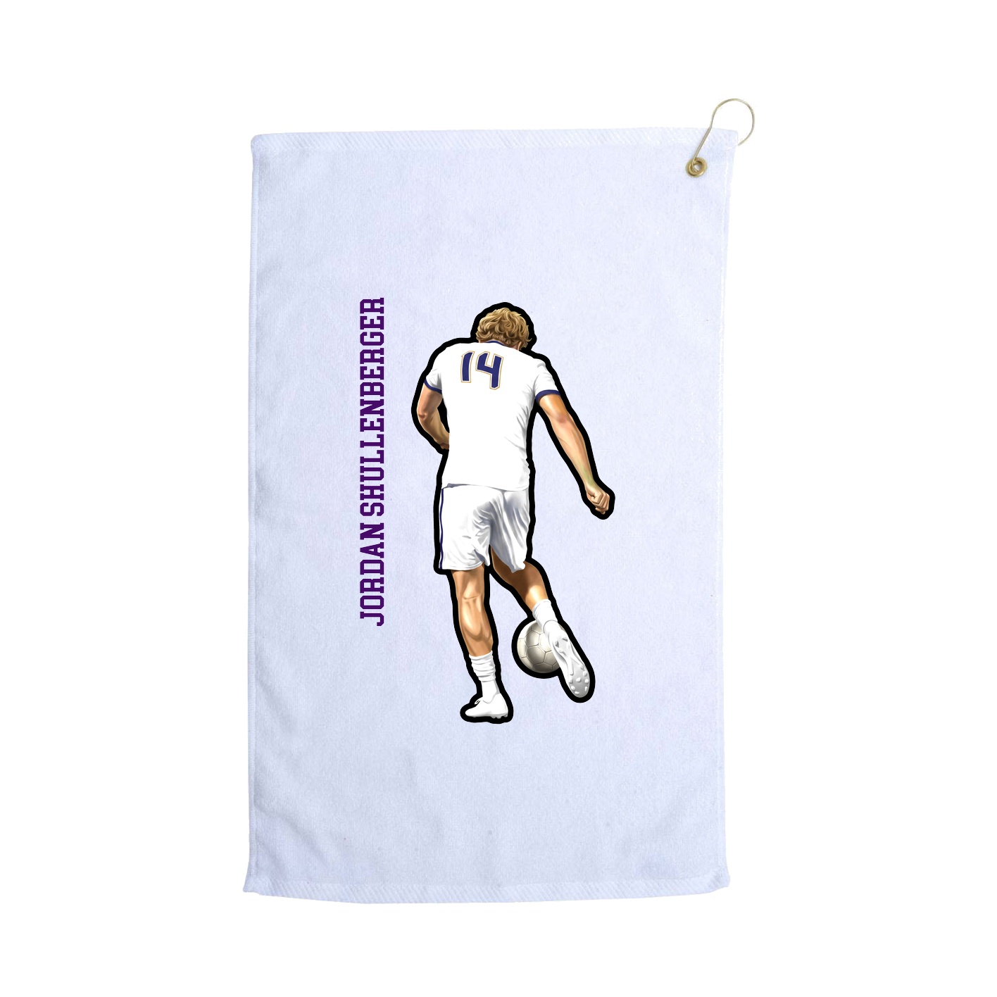 Golf Towel — Name Vertical in White