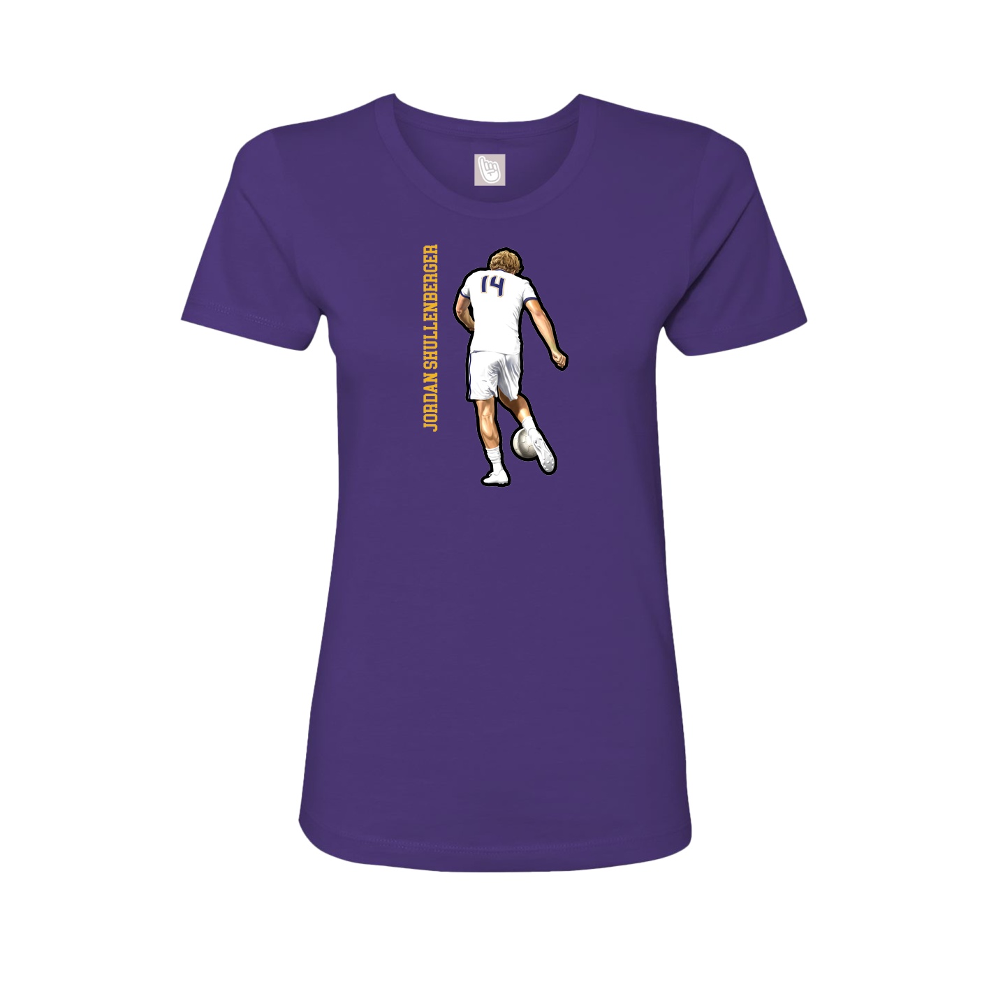 Fitted Women's Tee — Name Vertical in Purple