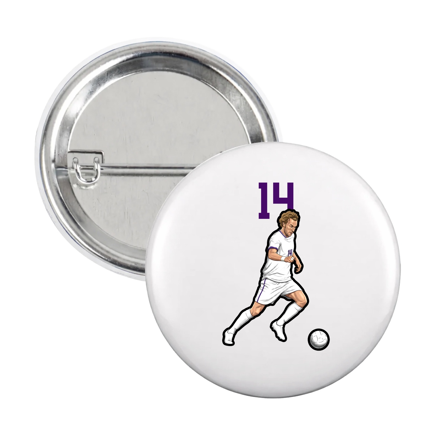 Game Day Button — Number Top in White