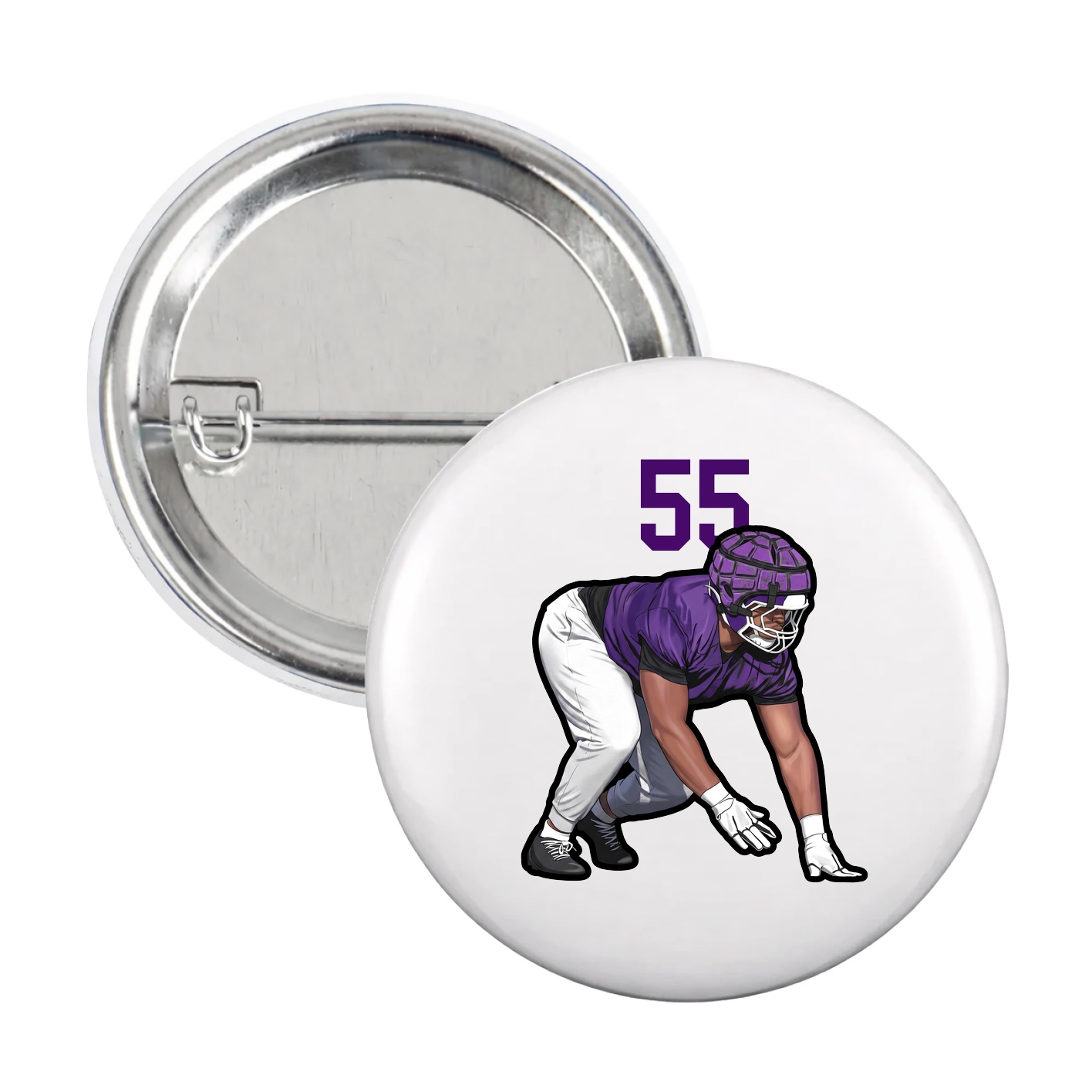 Game Day Button — Number Top in White