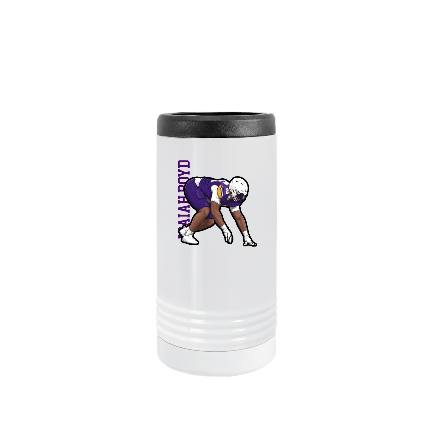 Slim Beverage Holder — Name Vertical in White