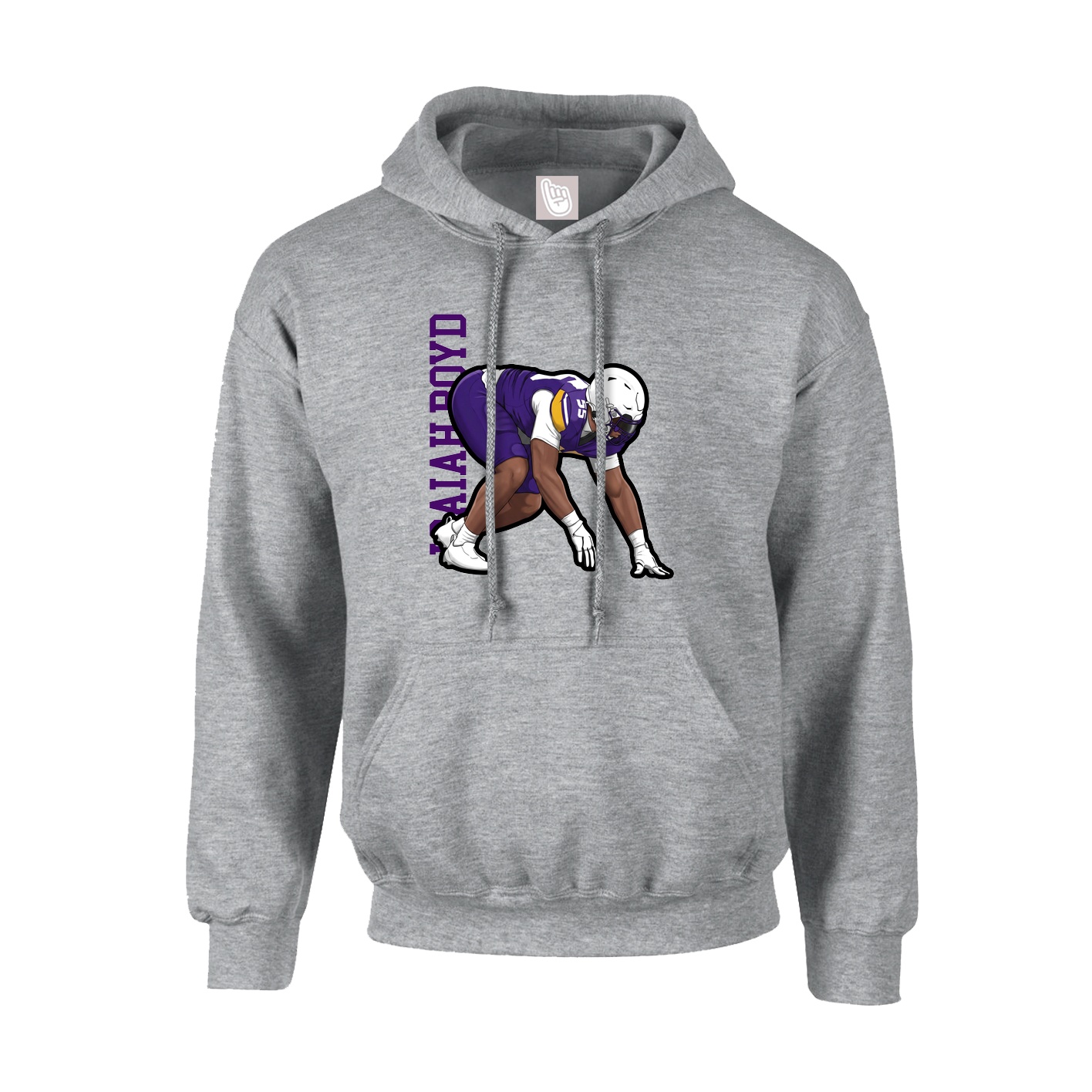 Hoodie — Name Vertical in Grey