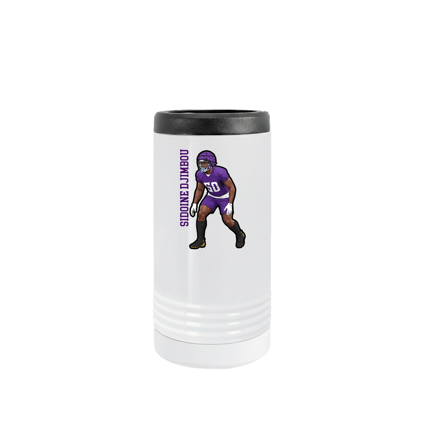 Slim Beverage Holder — Name Vertical in White