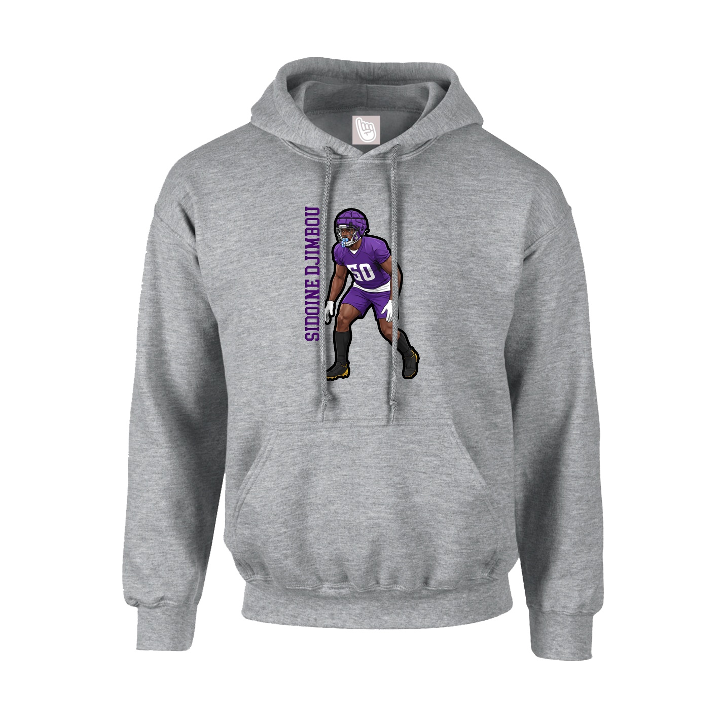 Hoodie — Name Vertical in Grey