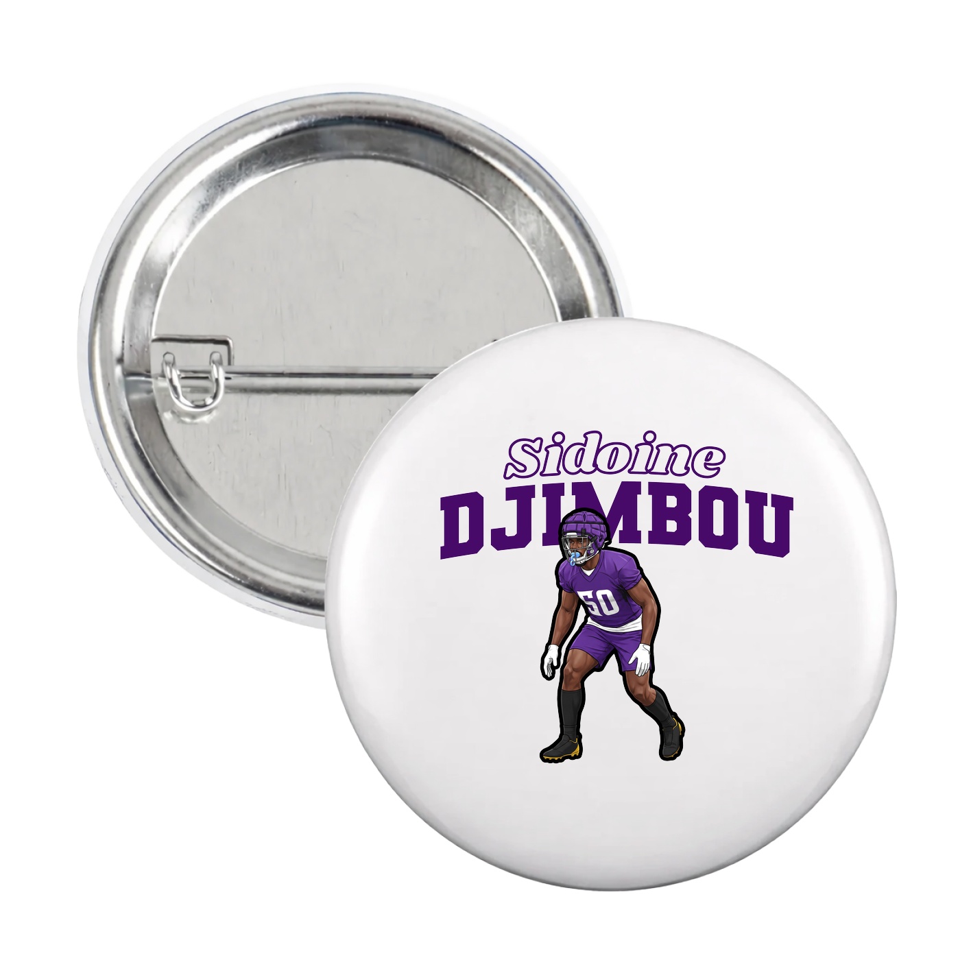 Game Day Button — Name Arch in White