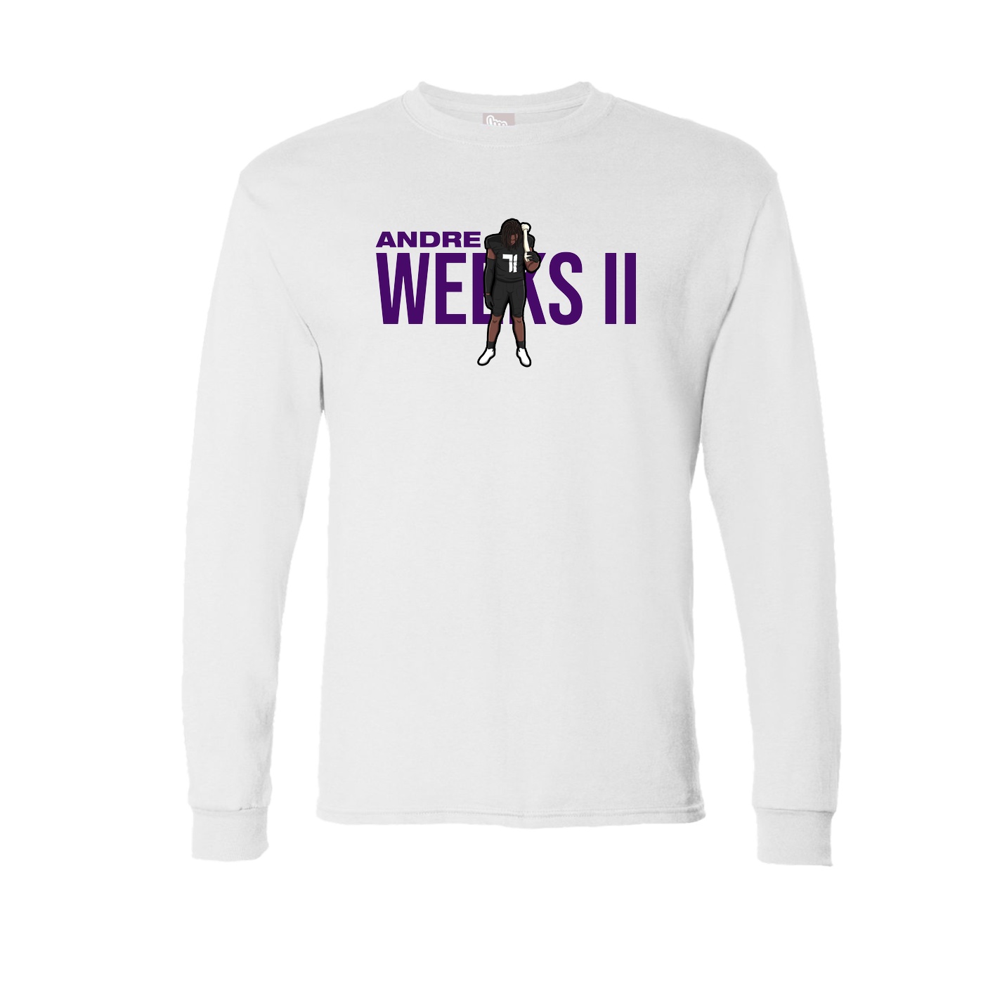 Long Sleeve Tee — Player Name in White