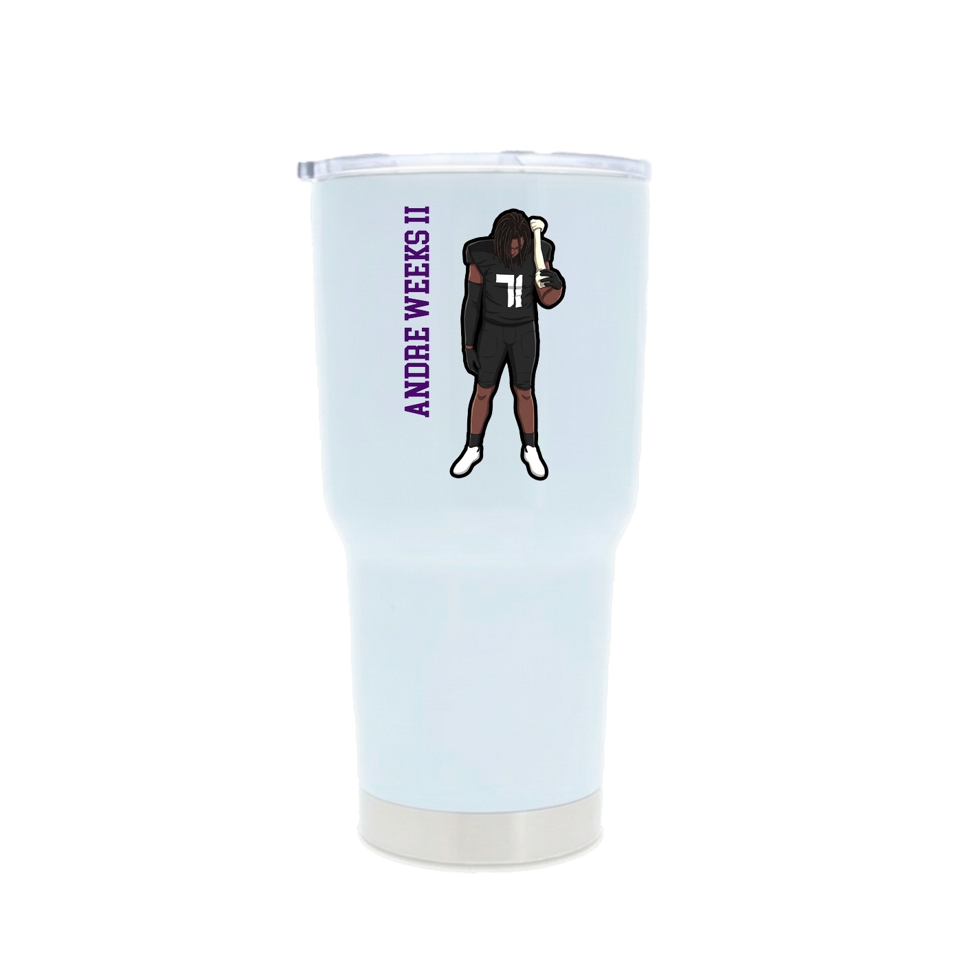 30oz Stainless Steel Tumbler — Name Vertical in White