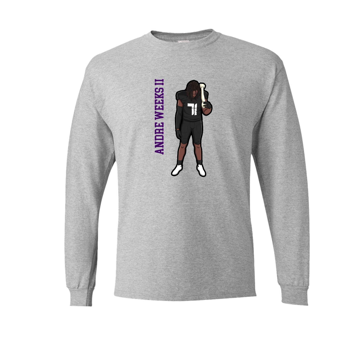 Long Sleeve Tee — Name Vertical in Grey