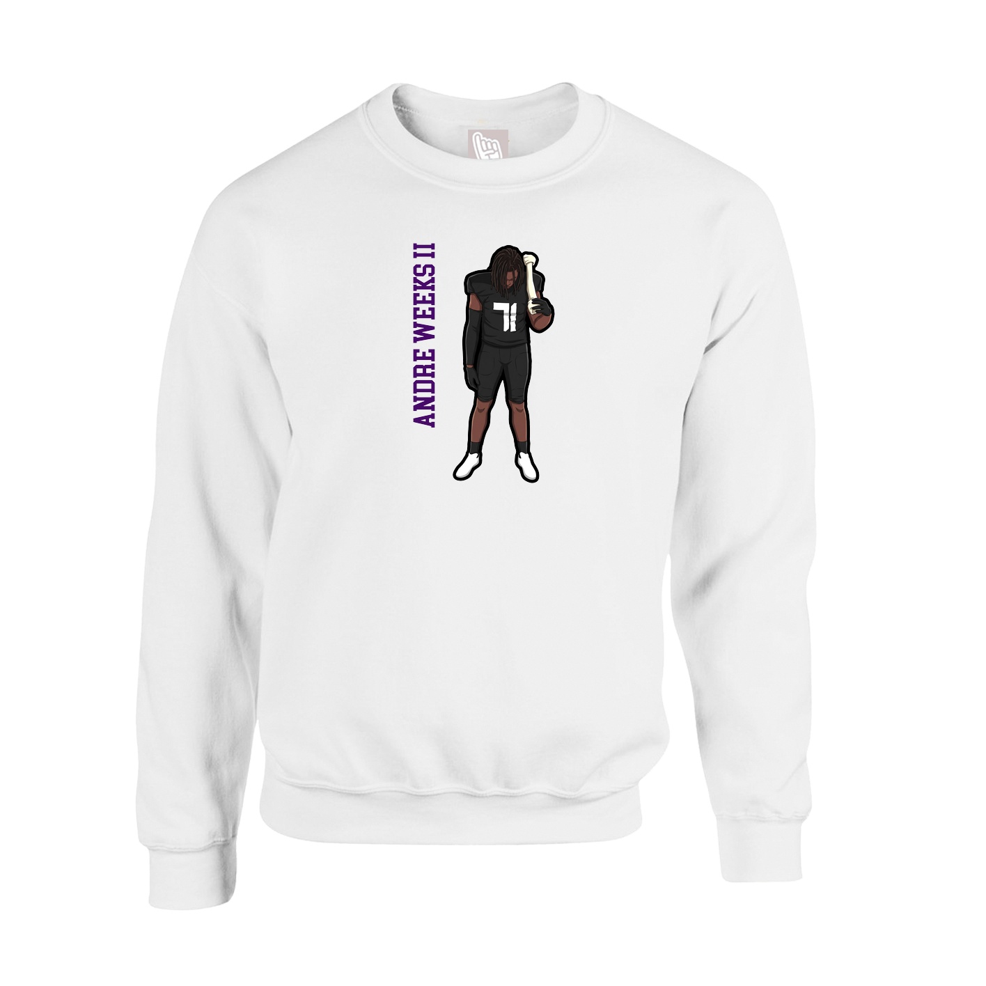 Fleece Crew — Name Vertical in White