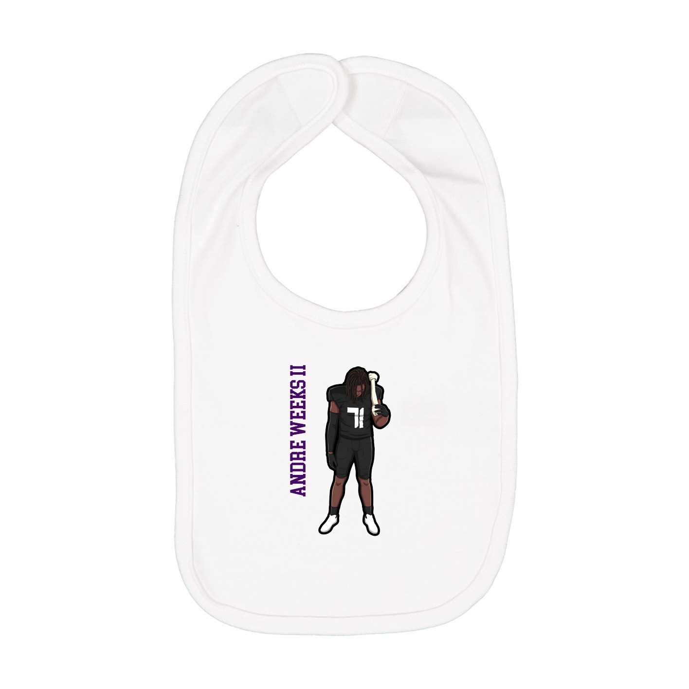 Infant Bib — Name Vertical in White