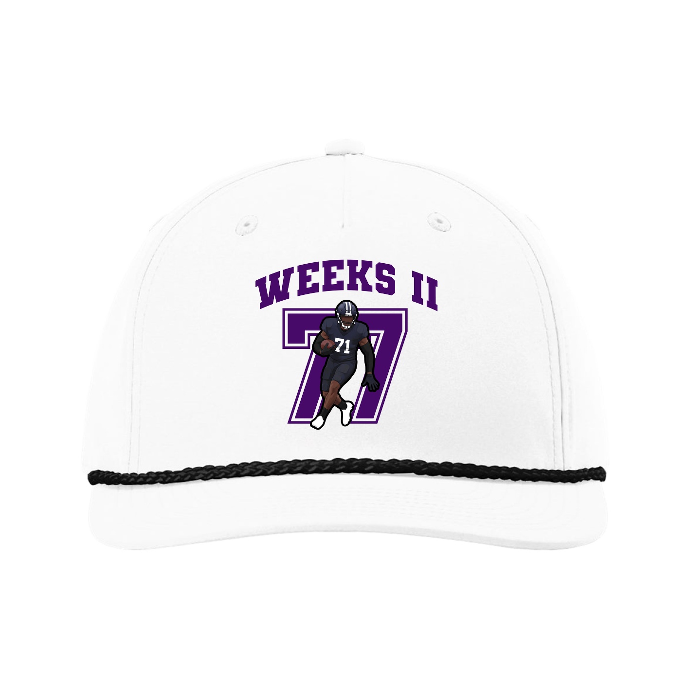 Five-Panel Classic Rope Cap — Number in White