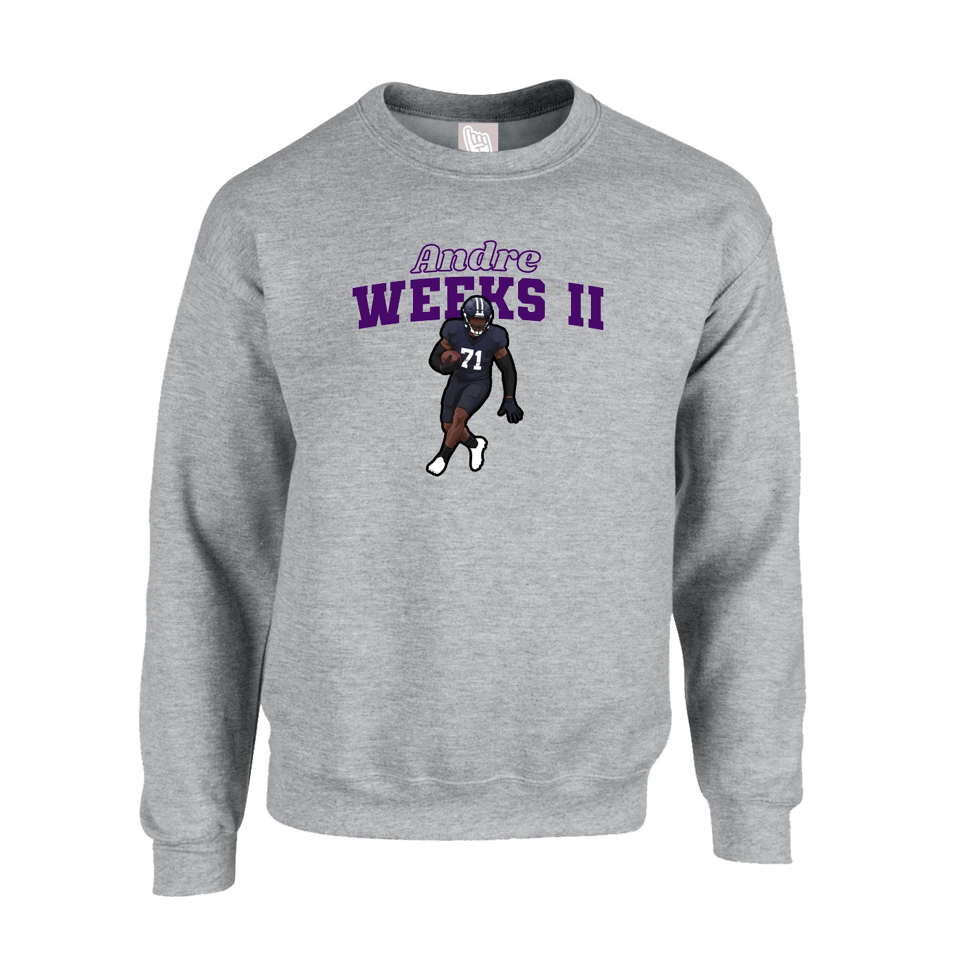 Fleece Crew — Name Arch in Grey