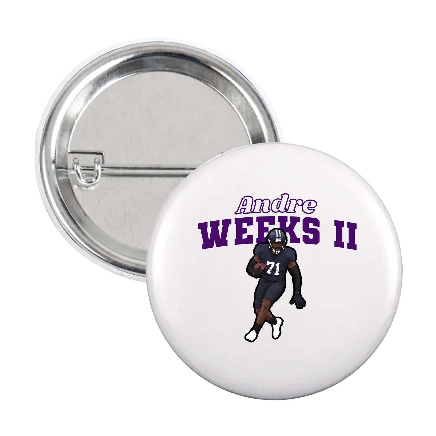 Game Day Button — Name Arch in White