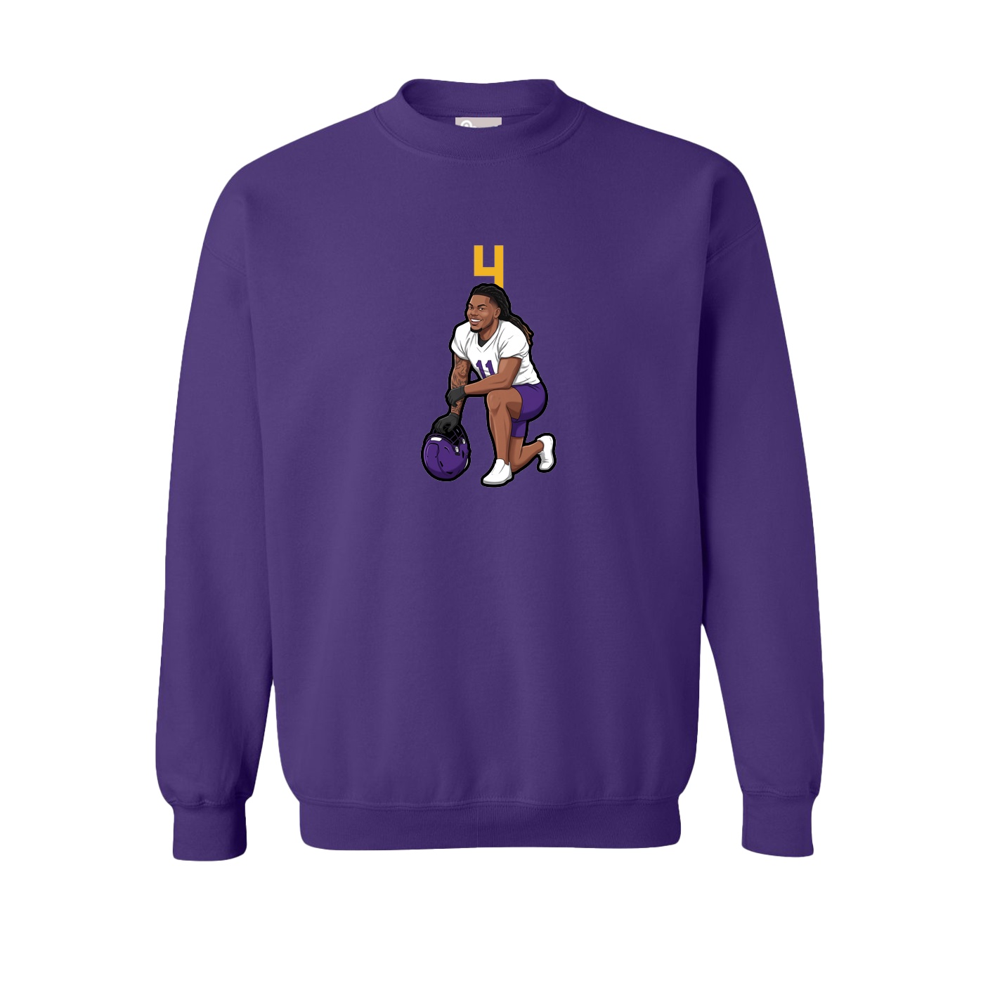 Fleece Crew — Number Top in Purple