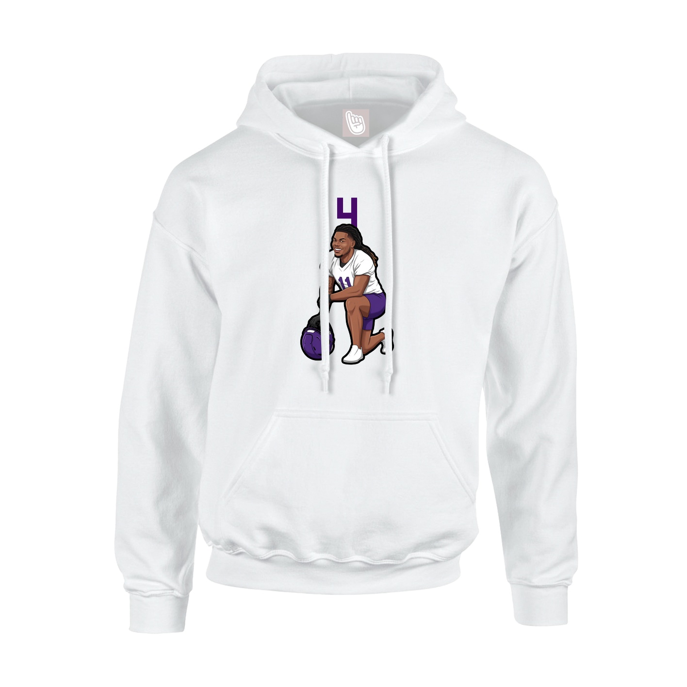 Youth Hoodie — Number Top in White