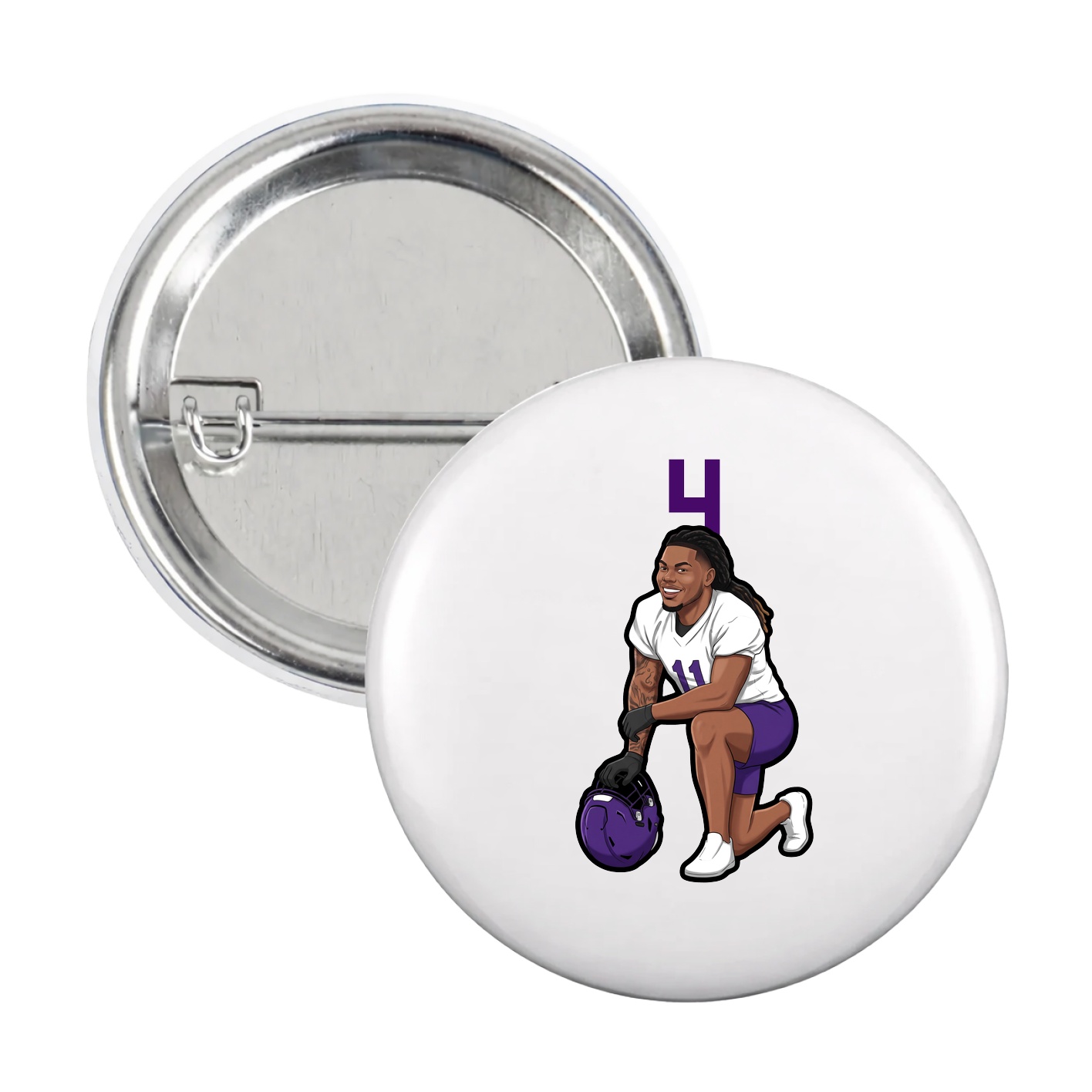 Game Day Button — Number Top in White