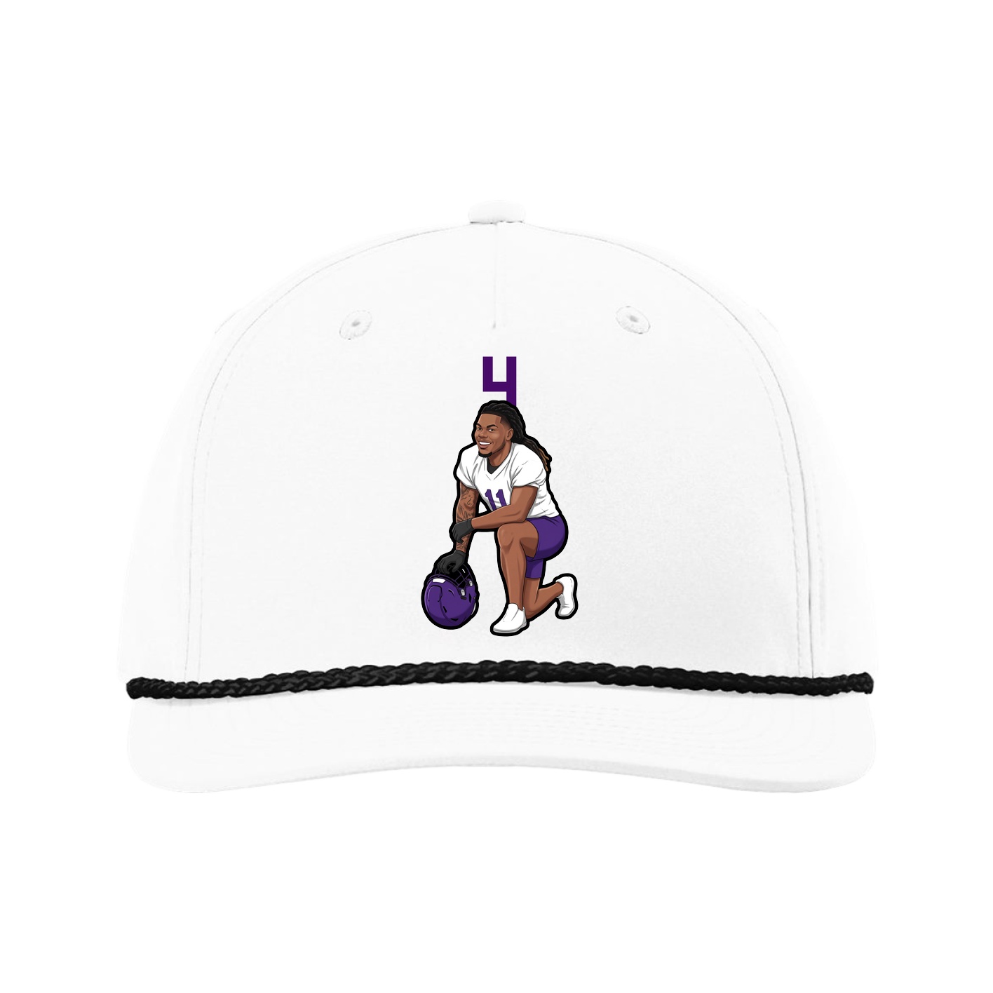 Five-Panel Classic Rope Cap — Number Top in White