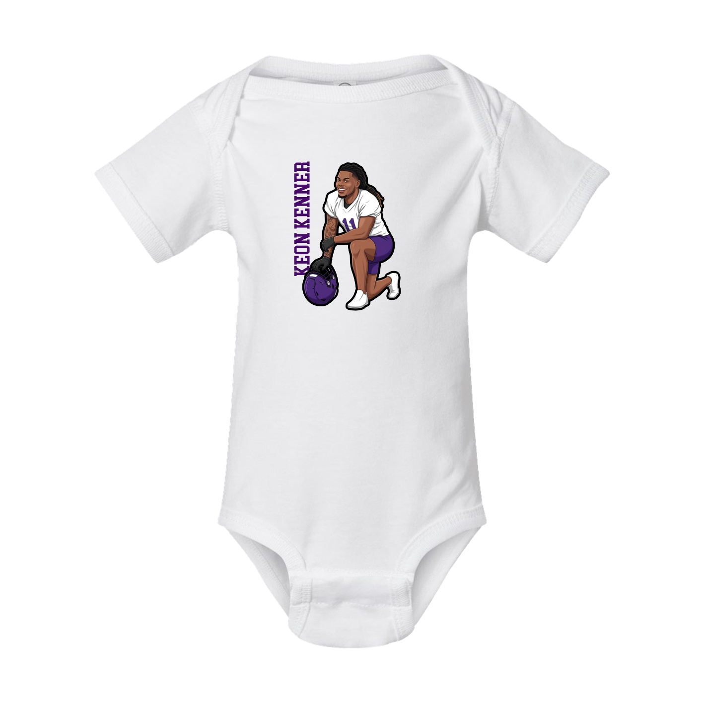 Baby Onesie — Name Vertical in White