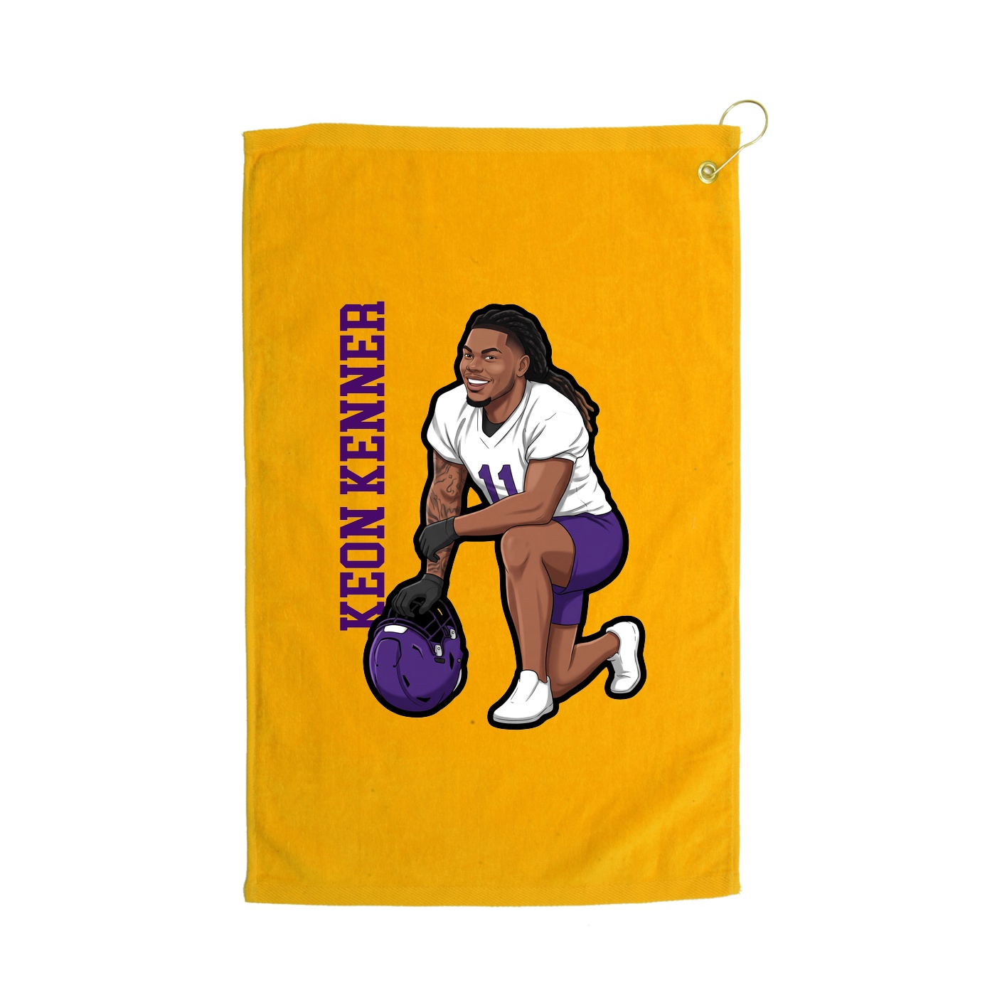 Golf Towel — Name Vertical in Gold