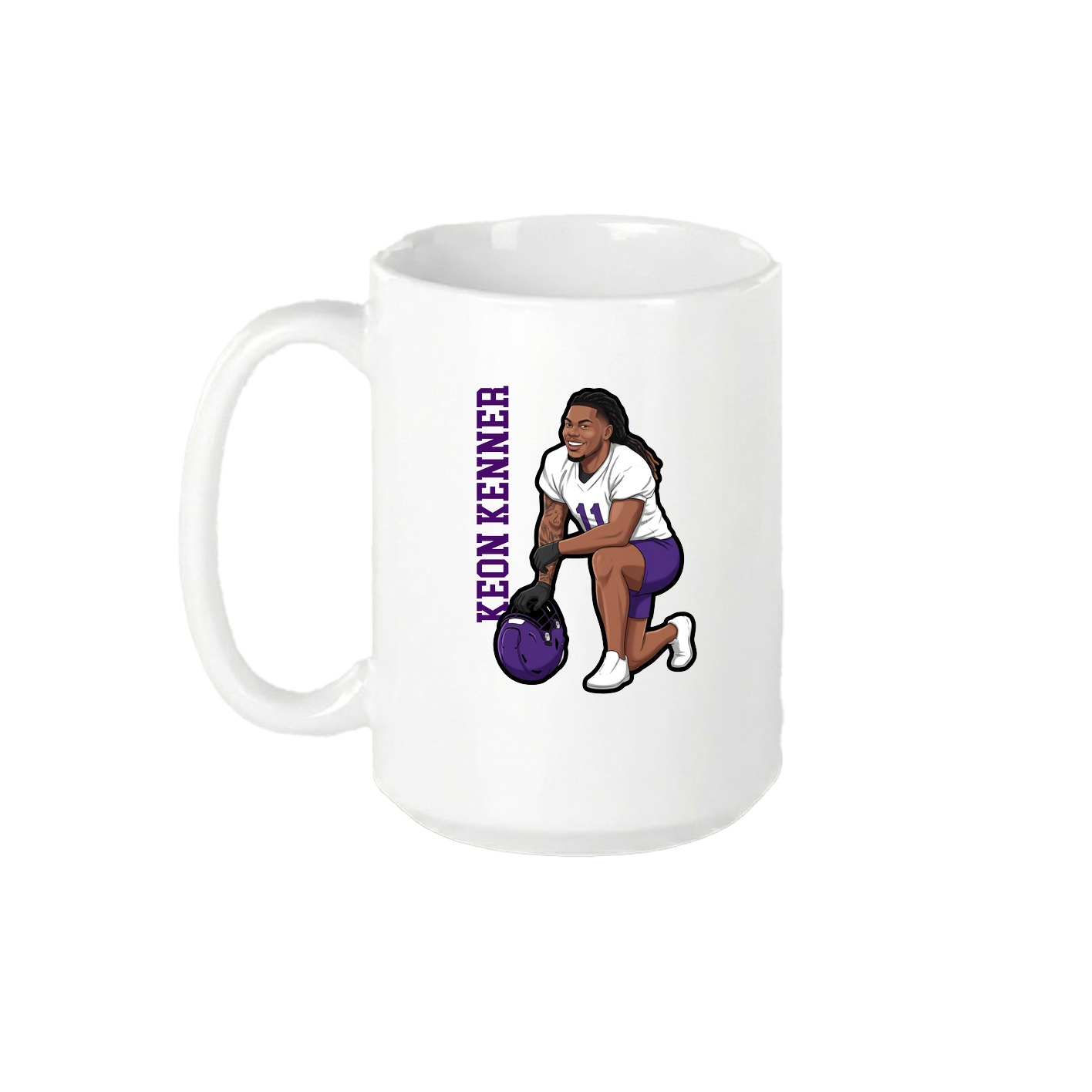 15oz Coffee Mug — Name Vertical in White