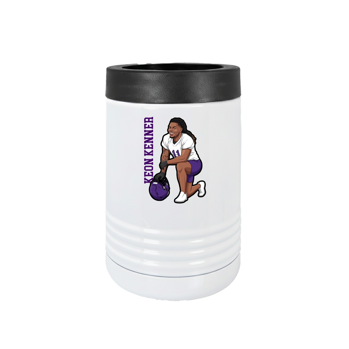 Beverage Holder — Name Vertical in White