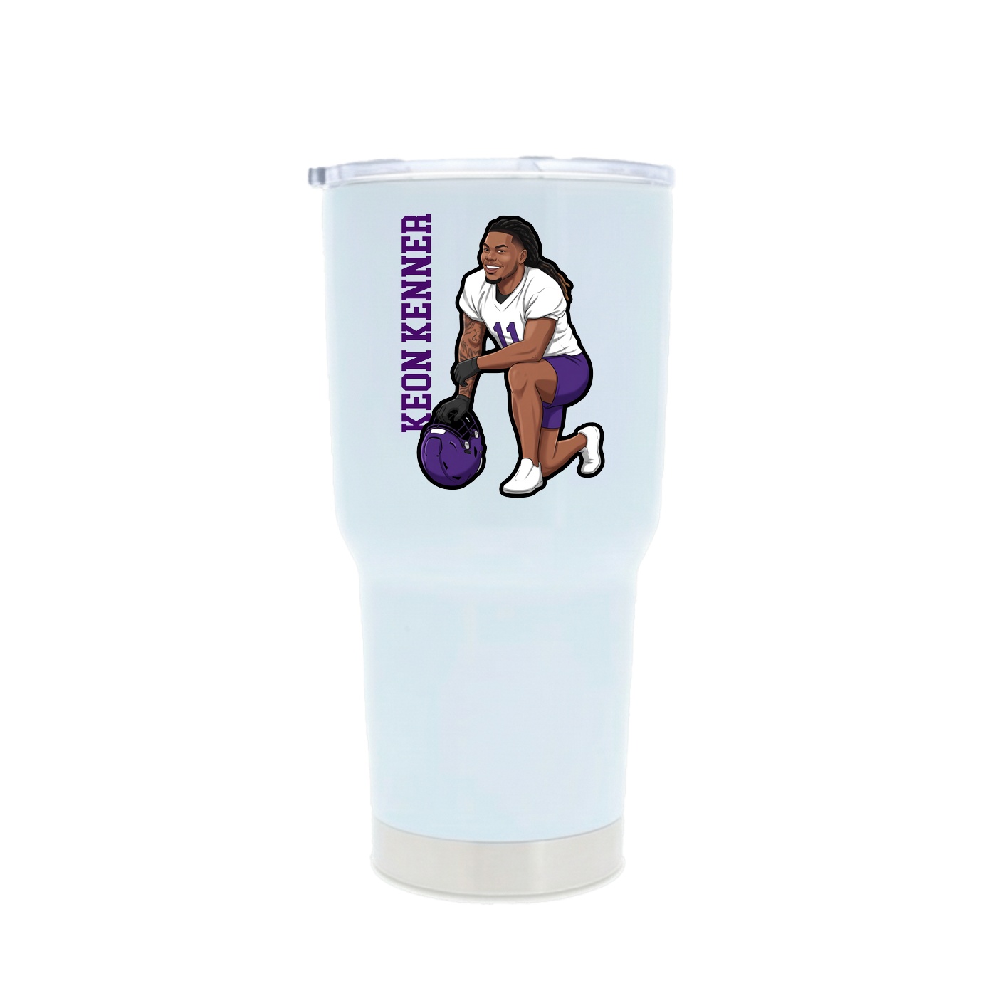 30oz Stainless Steel Tumbler — Name Vertical in White