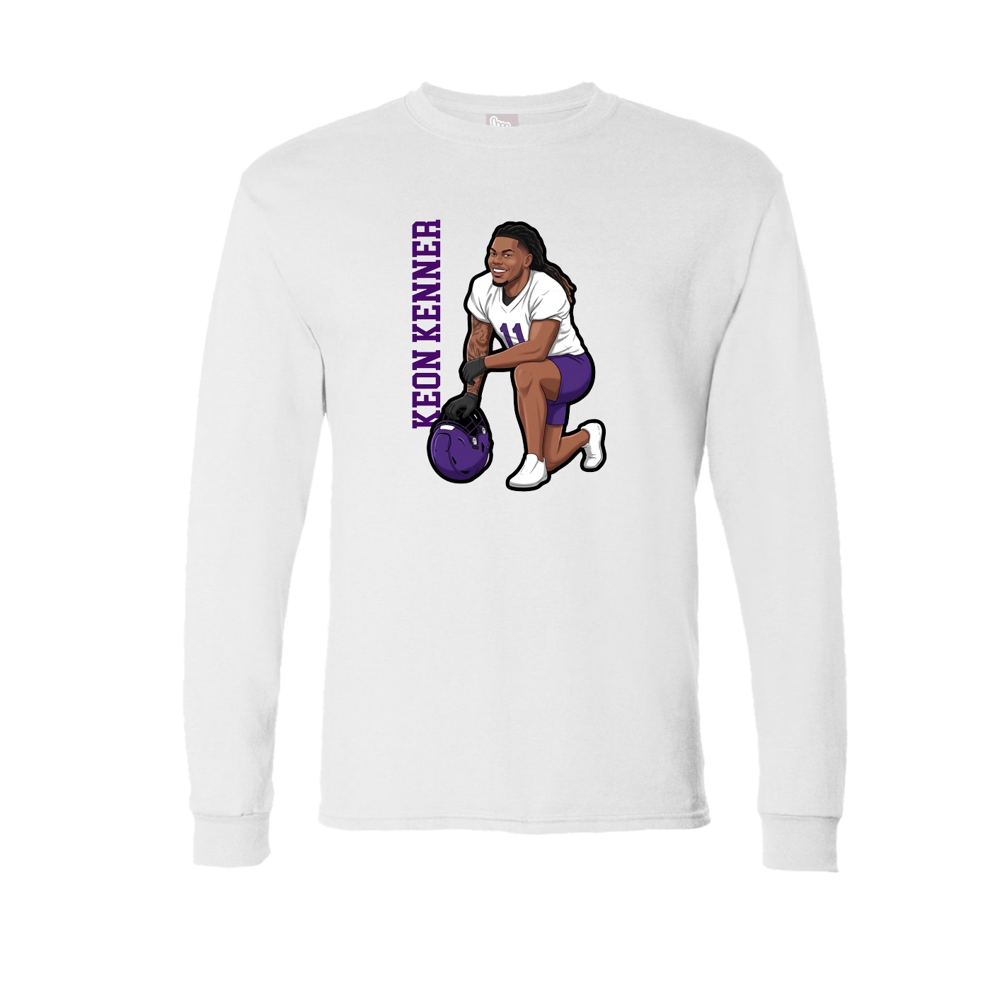 Long Sleeve Tee — Name Vertical in White