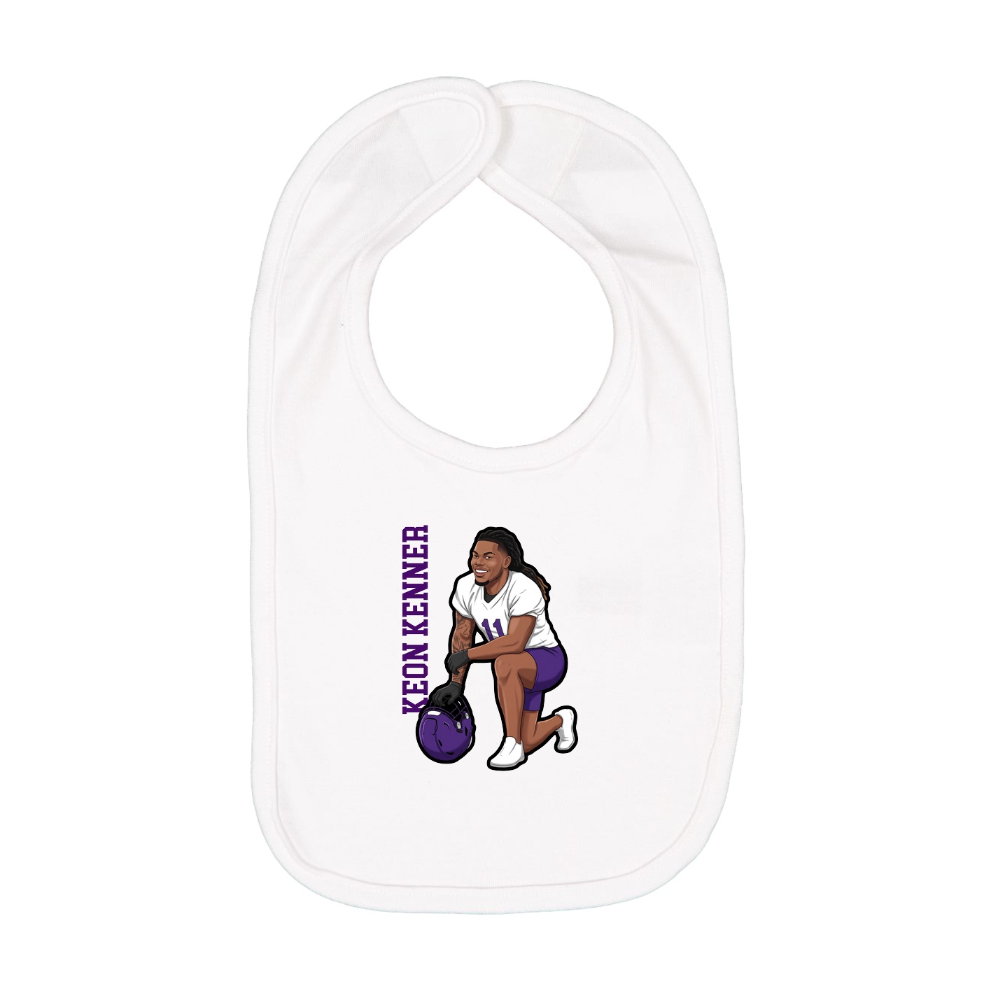Infant Bib — Name Vertical in White