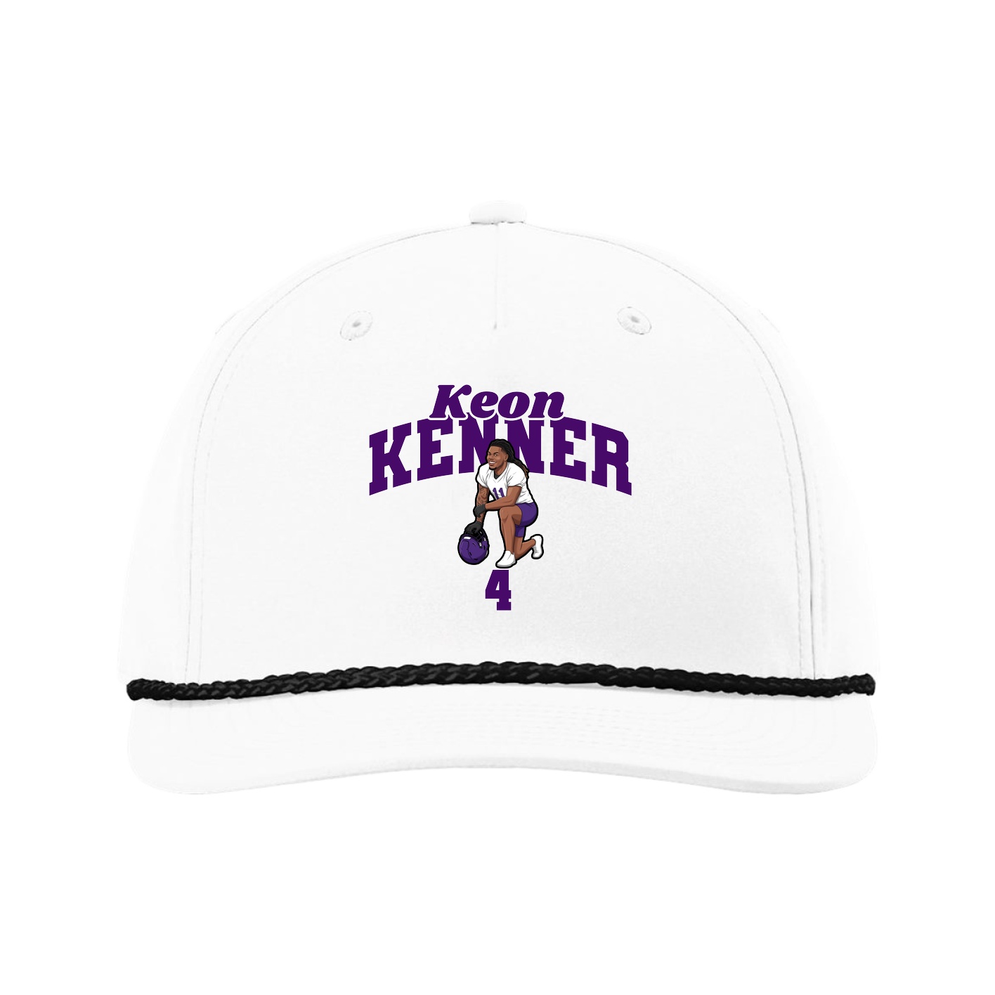 Five-Panel Classic Rope Cap — Signature Arch in White