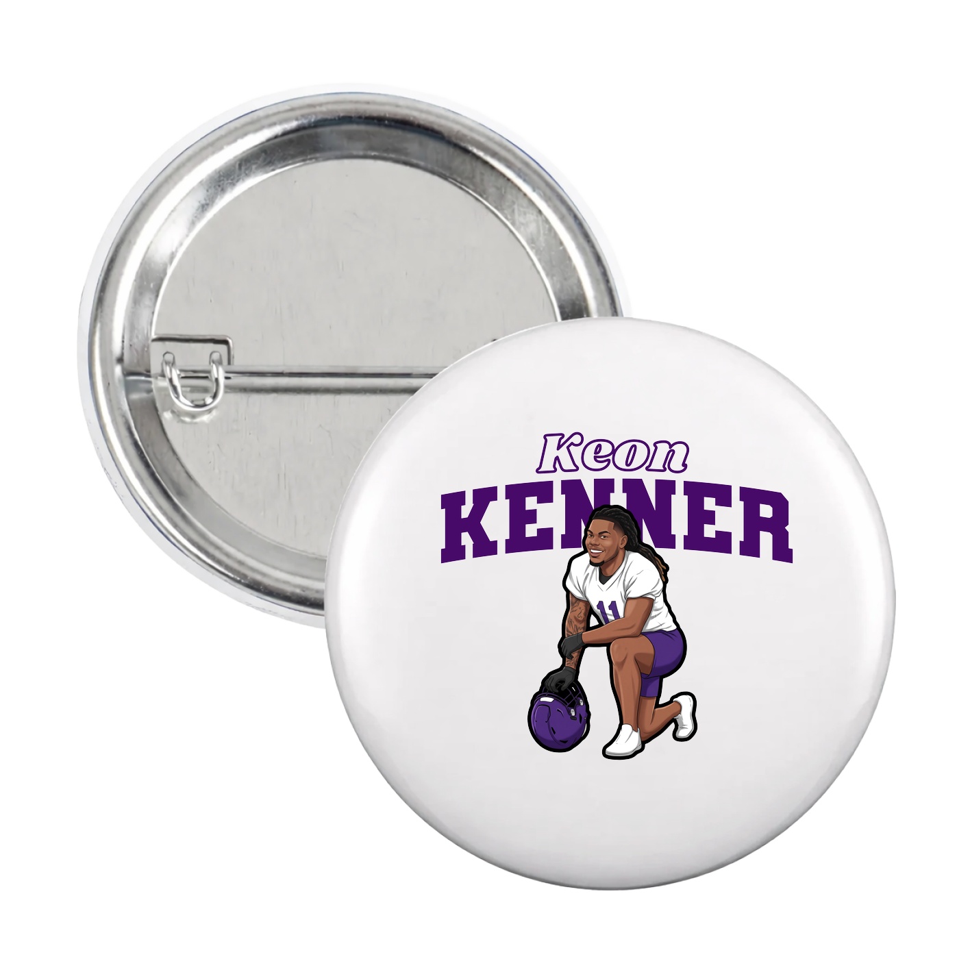 Game Day Button — Name Arch in White