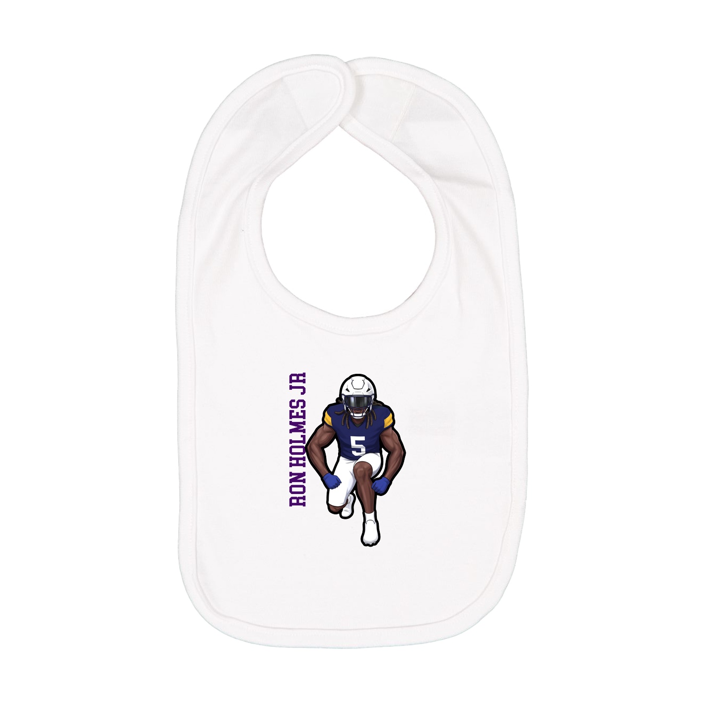 Infant Bib — Name Vertical in White